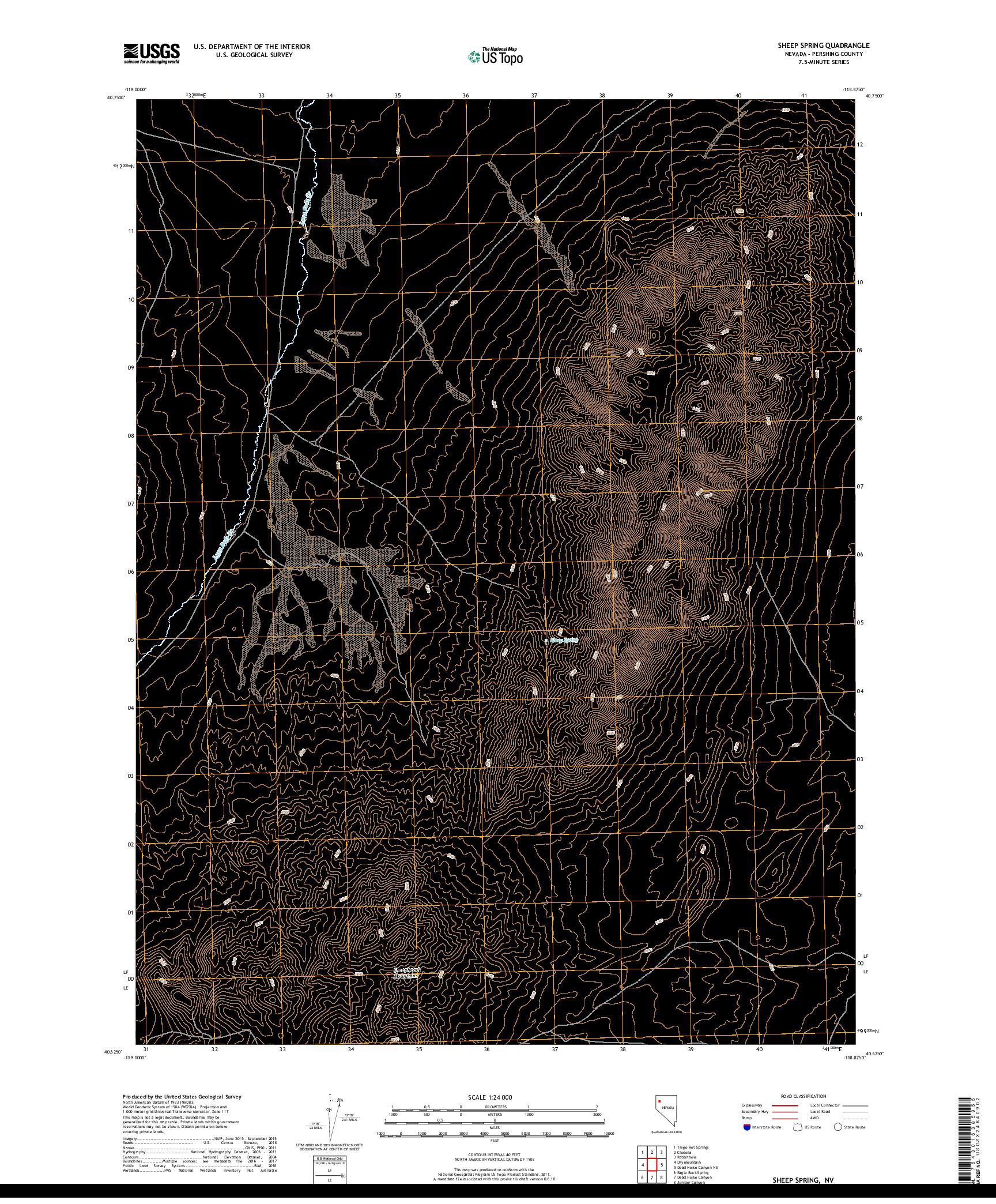 USGS US TOPO 7.5-MINUTE MAP FOR SHEEP SPRING, NV 2018