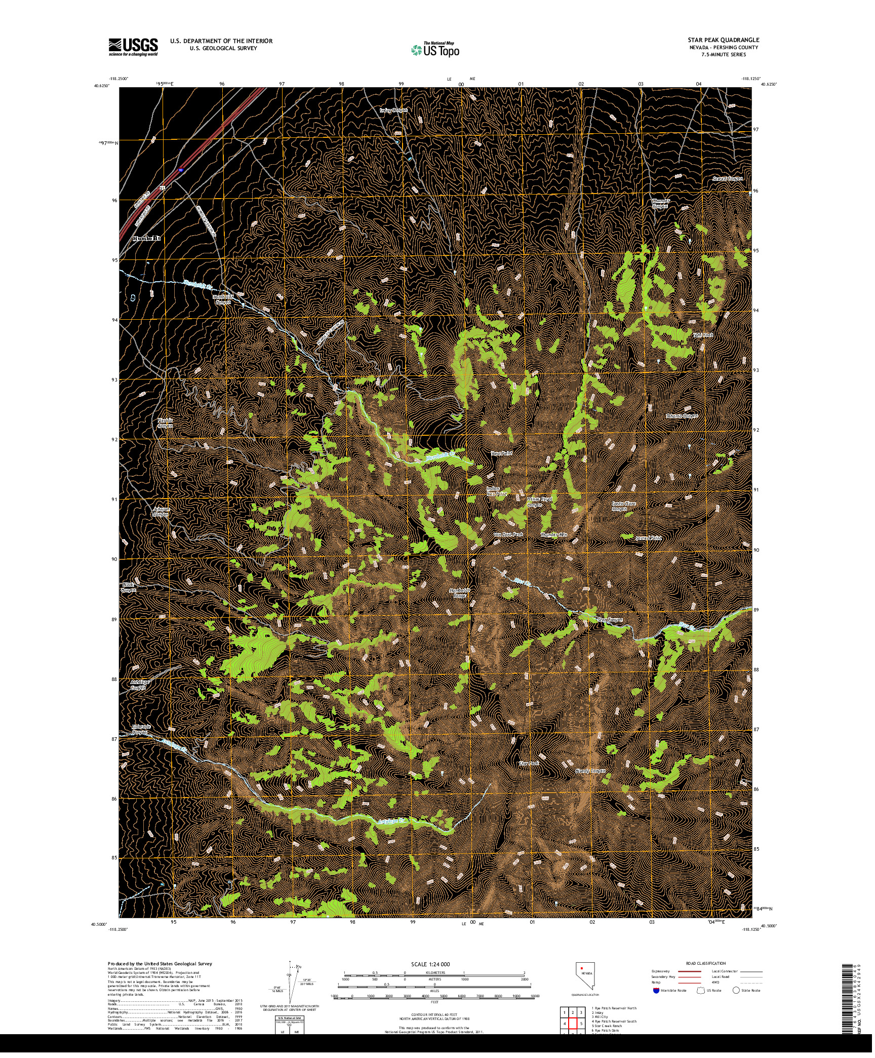 USGS US TOPO 7.5-MINUTE MAP FOR STAR PEAK, NV 2018