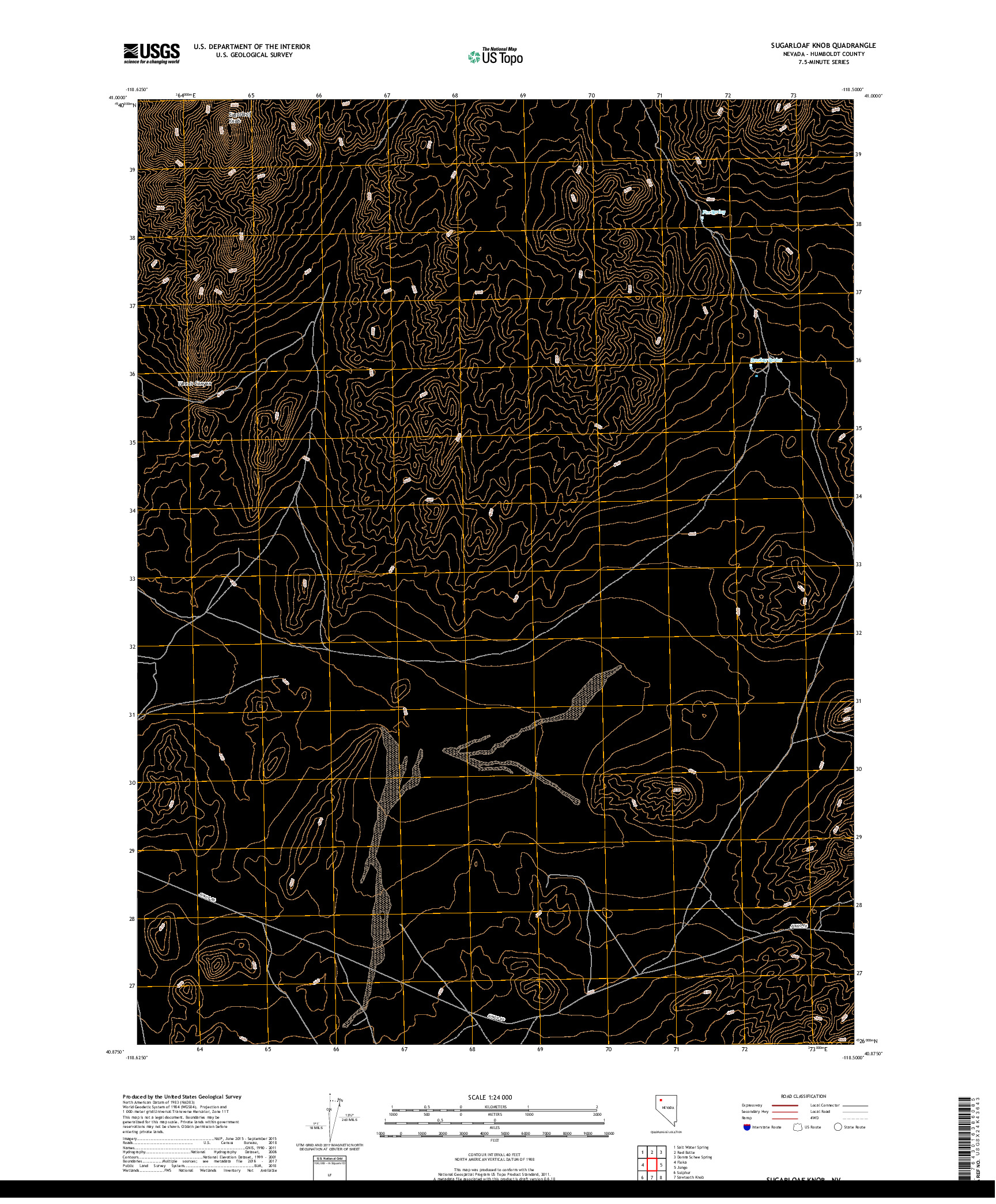 USGS US TOPO 7.5-MINUTE MAP FOR SUGARLOAF KNOB, NV 2018