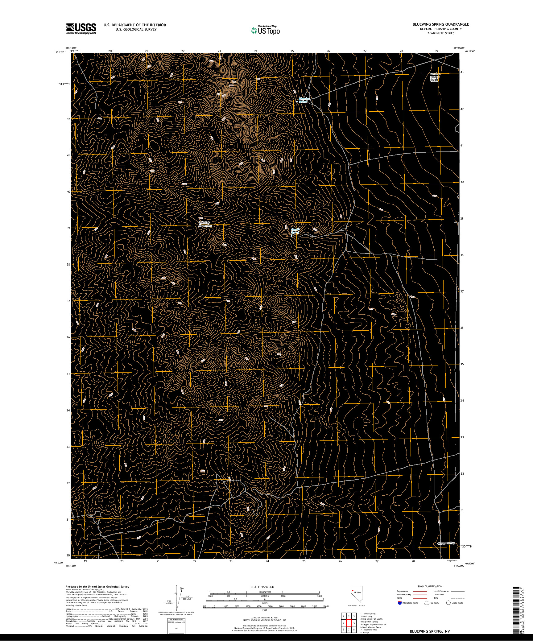 USGS US TOPO 7.5-MINUTE MAP FOR BLUEWING SPRING, NV 2018