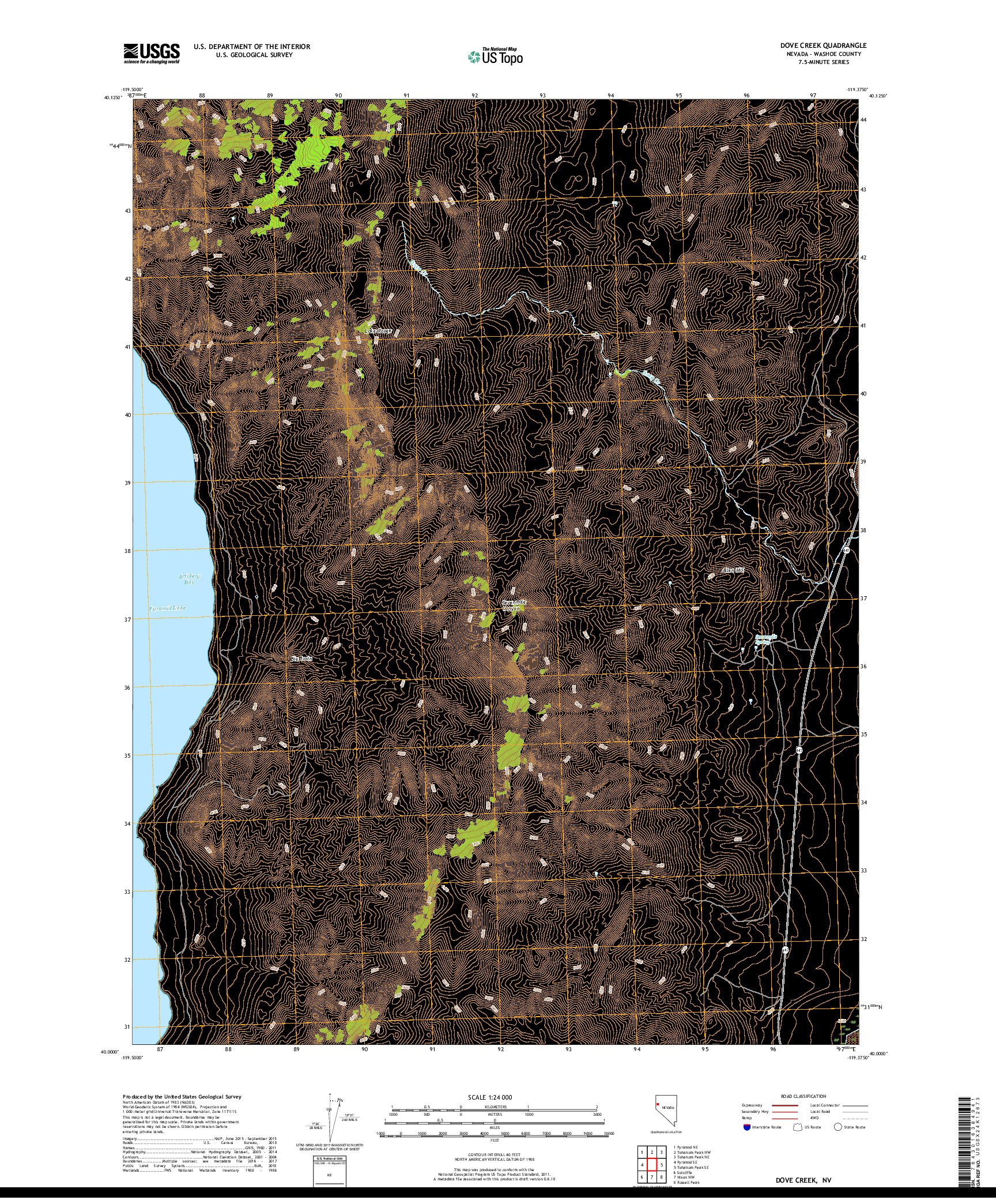 USGS US TOPO 7.5-MINUTE MAP FOR DOVE CREEK, NV 2018