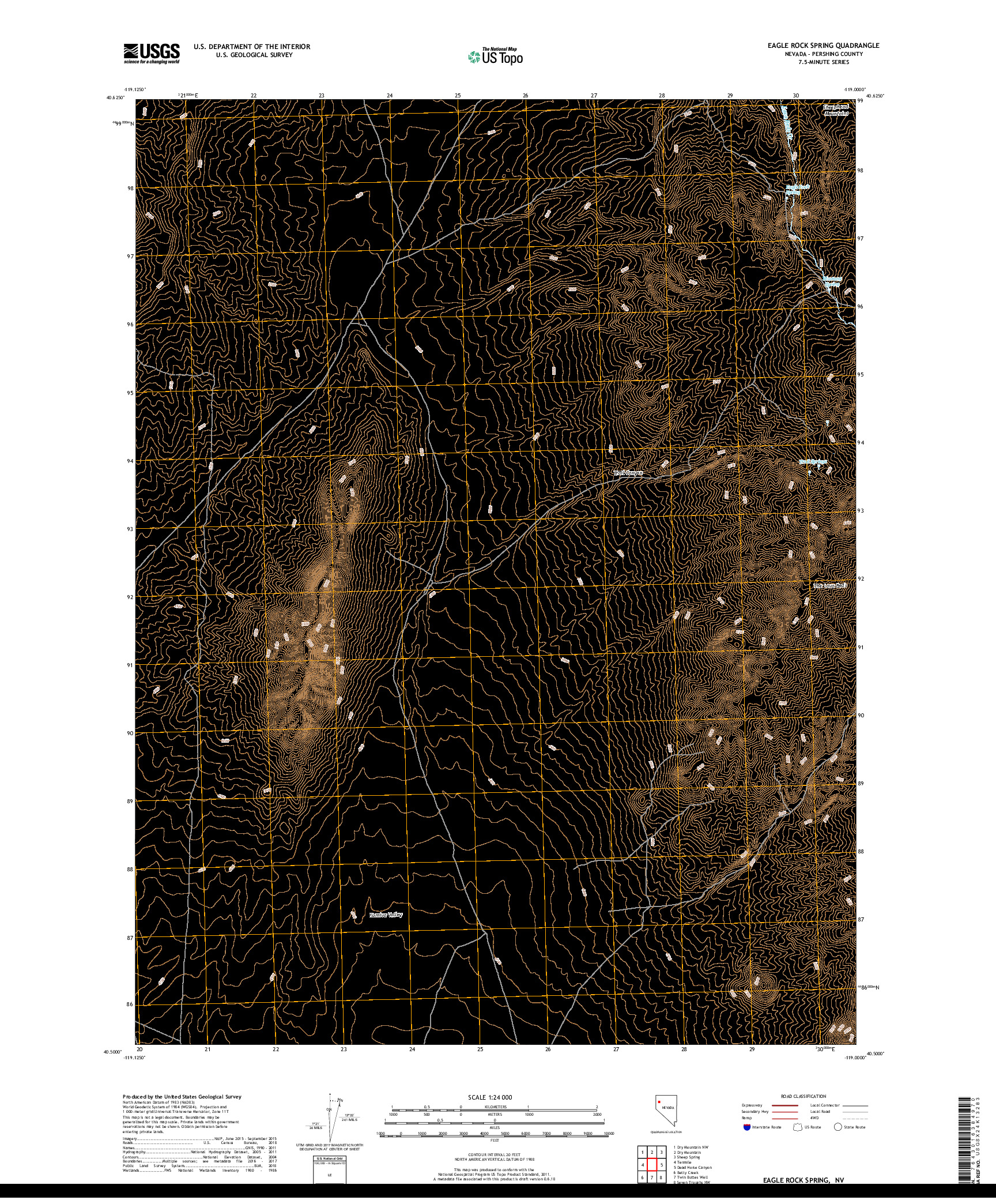 USGS US TOPO 7.5-MINUTE MAP FOR EAGLE ROCK SPRING, NV 2018