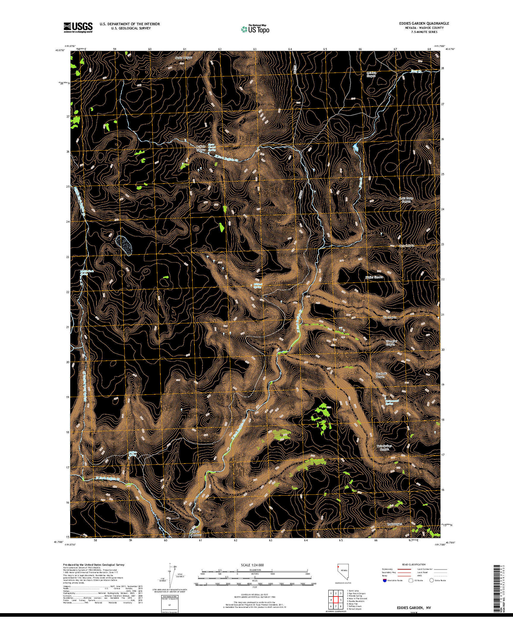 USGS US TOPO 7.5-MINUTE MAP FOR EDDIES GARDEN, NV 2018