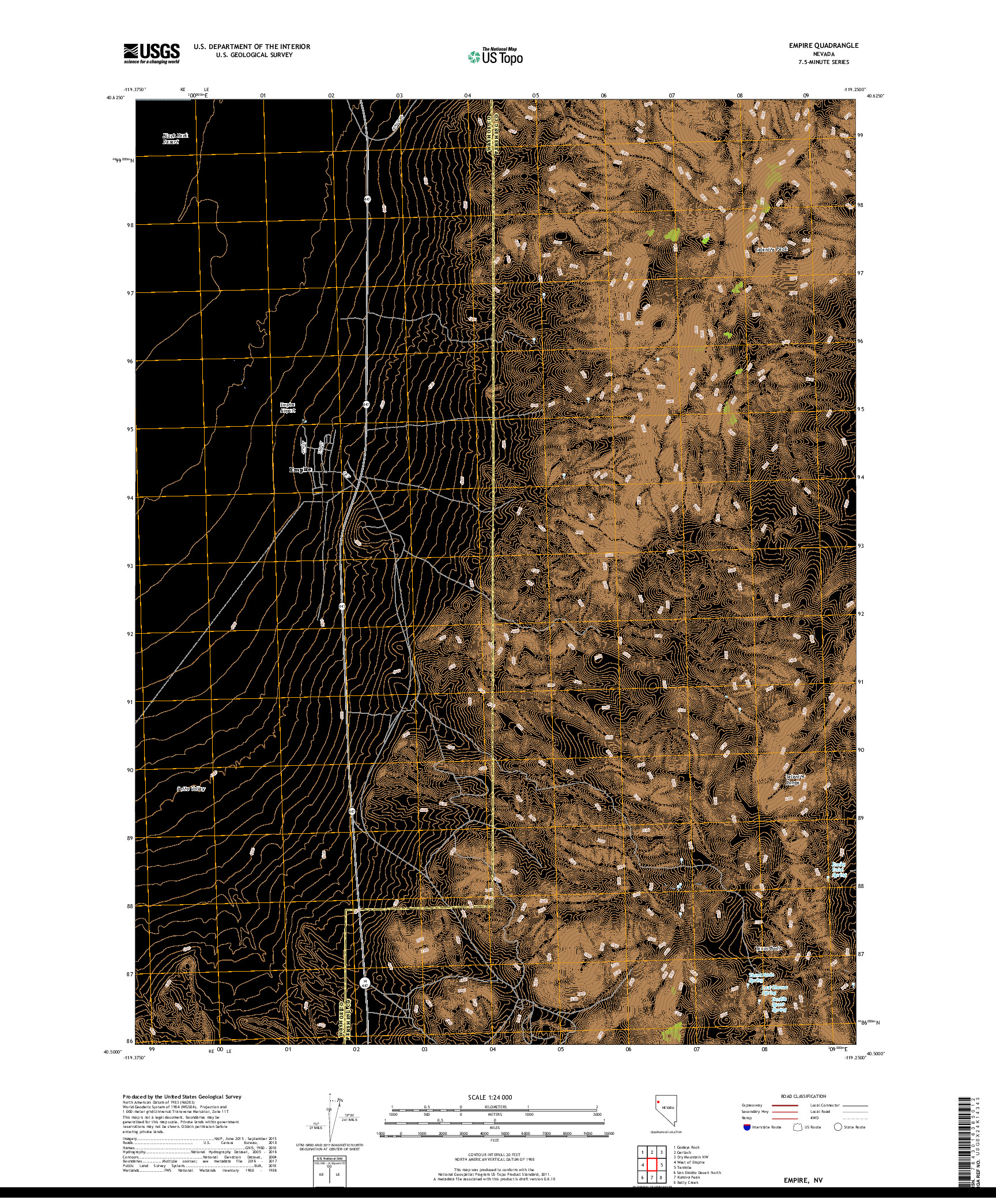 USGS US TOPO 7.5-MINUTE MAP FOR EMPIRE, NV 2018