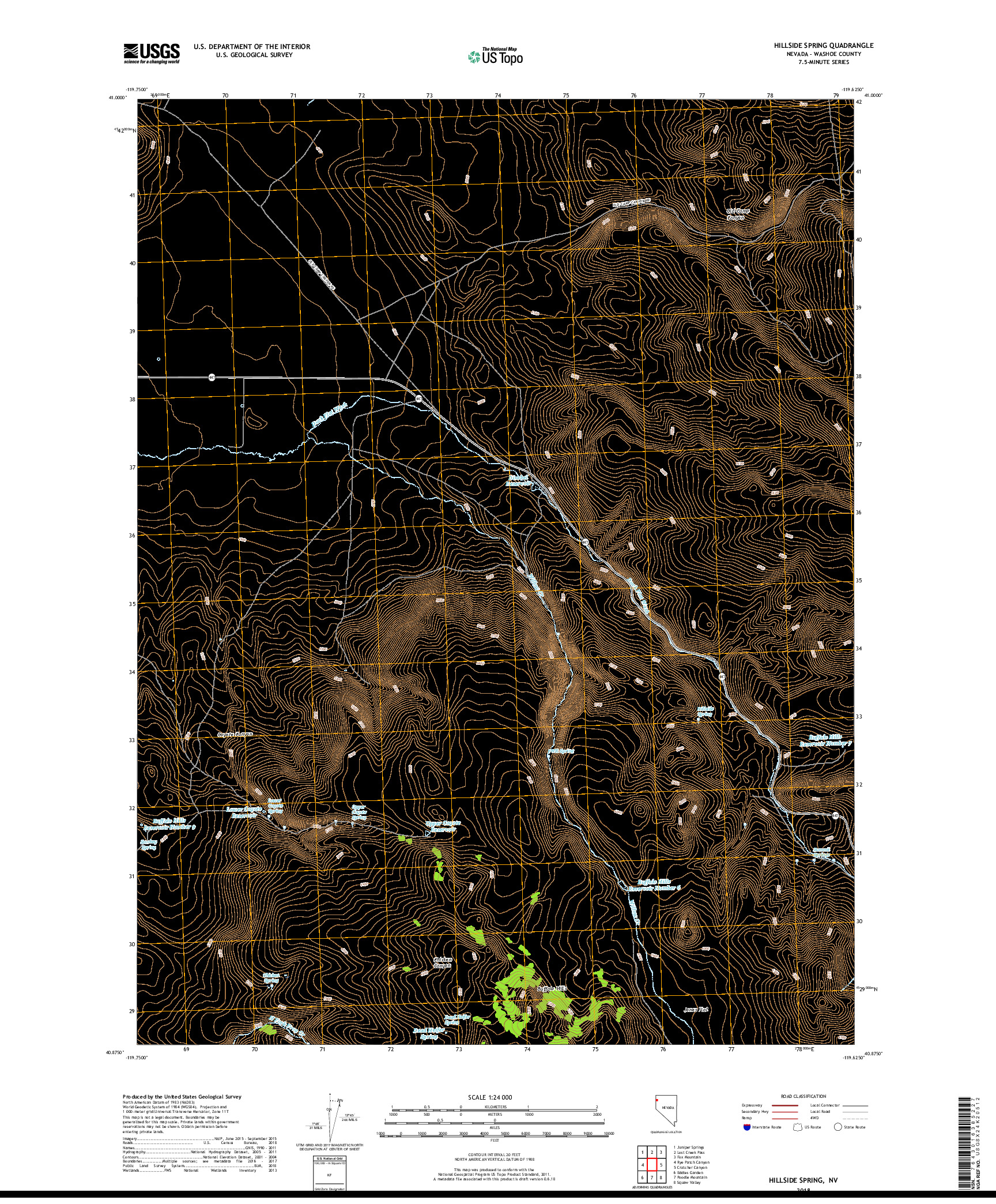 USGS US TOPO 7.5-MINUTE MAP FOR HILLSIDE SPRING, NV 2018