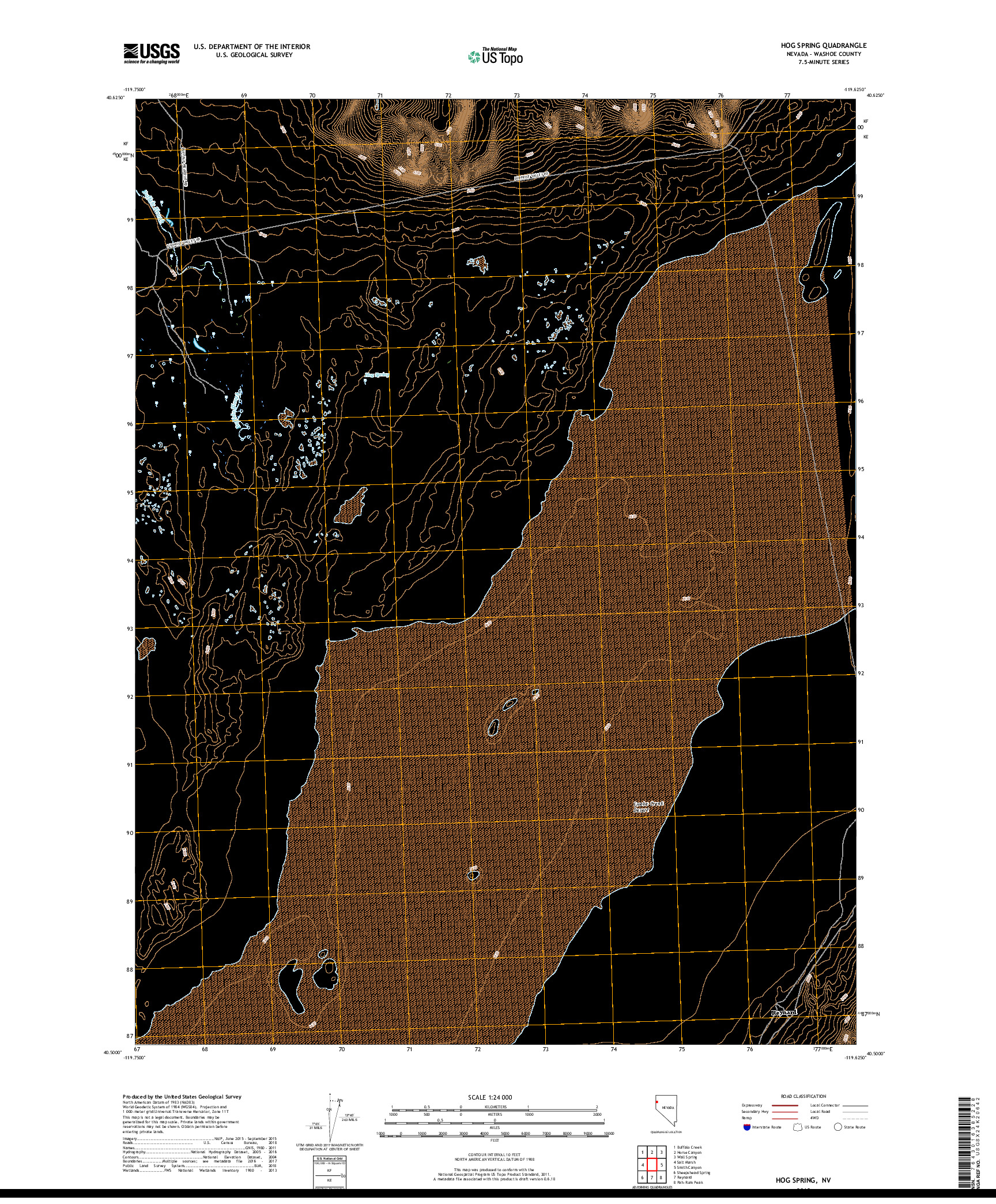 USGS US TOPO 7.5-MINUTE MAP FOR HOG SPRING, NV 2018