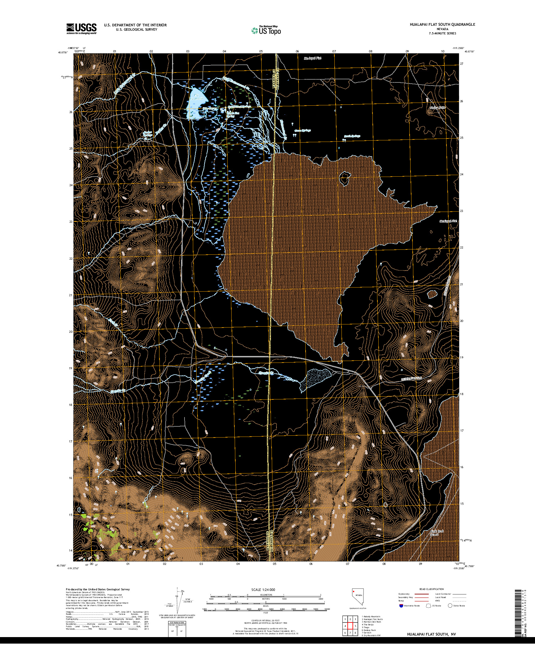 USGS US TOPO 7.5-MINUTE MAP FOR HUALAPAI FLAT SOUTH, NV 2018