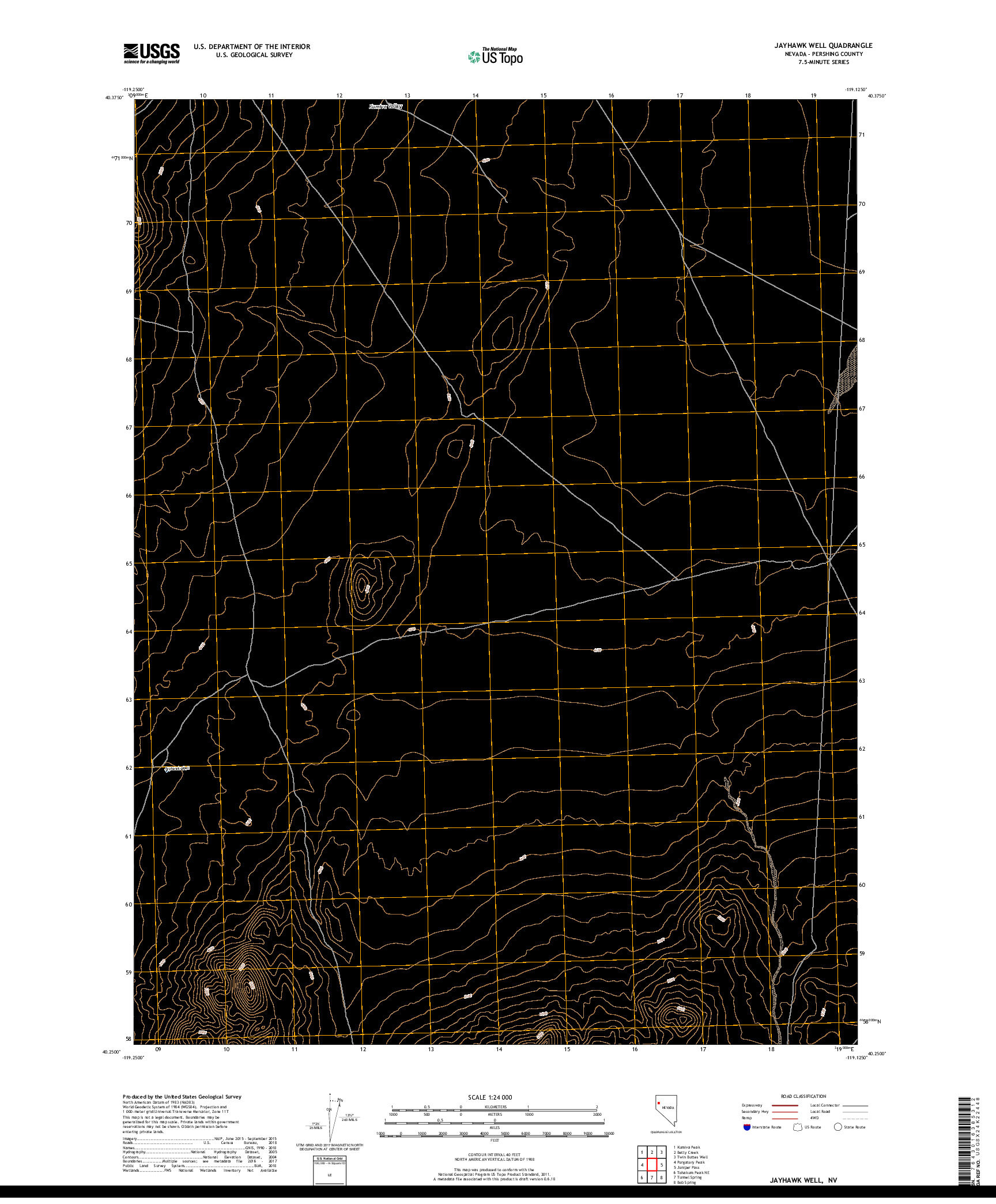 USGS US TOPO 7.5-MINUTE MAP FOR JAYHAWK WELL, NV 2018