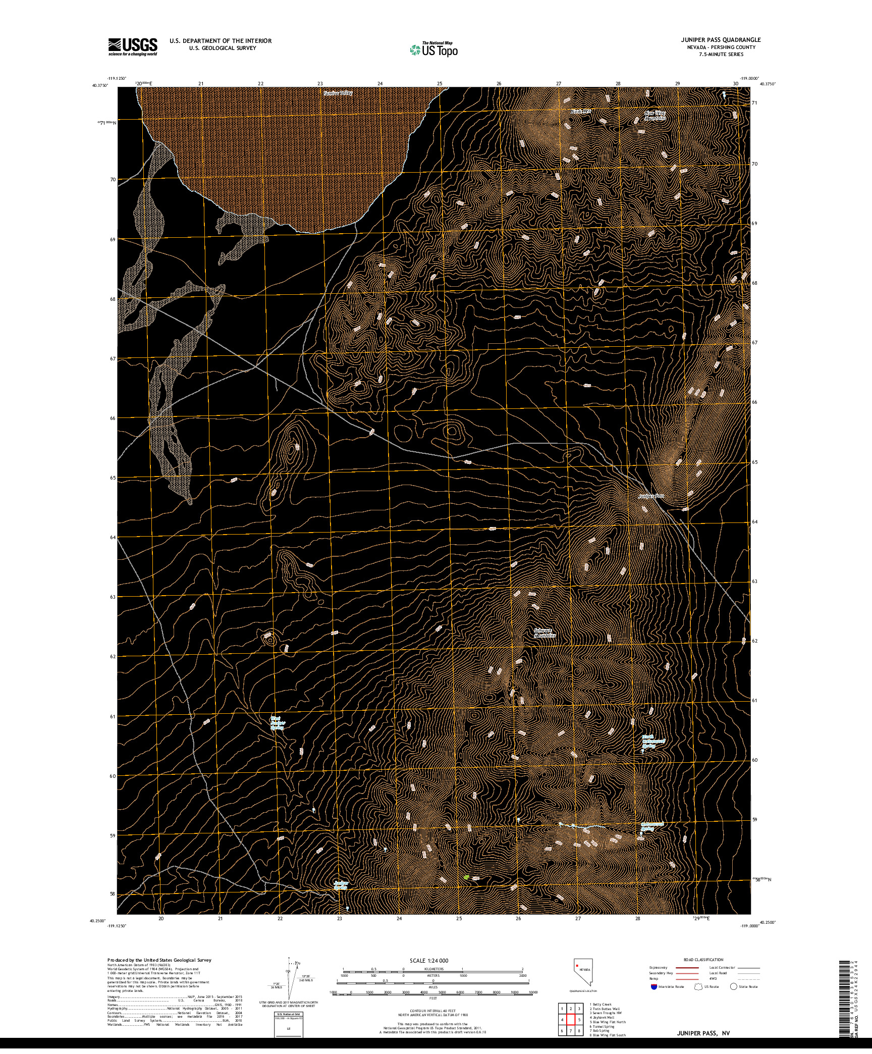 USGS US TOPO 7.5-MINUTE MAP FOR JUNIPER PASS, NV 2018