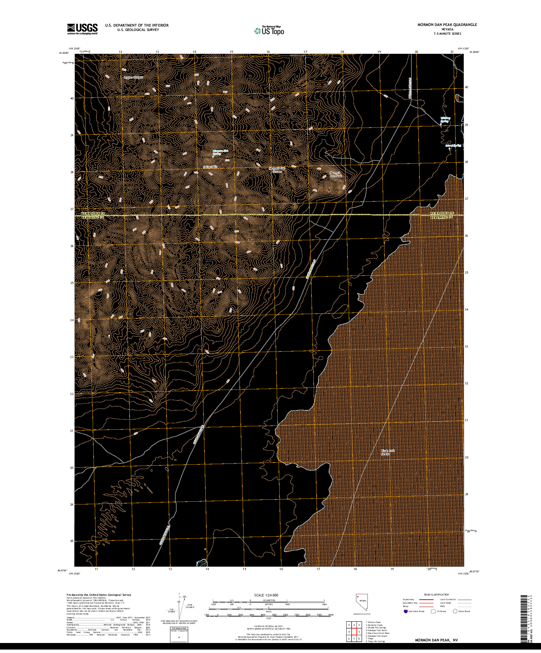 USGS US TOPO 7.5-MINUTE MAP FOR MORMON DAN PEAK, NV 2018