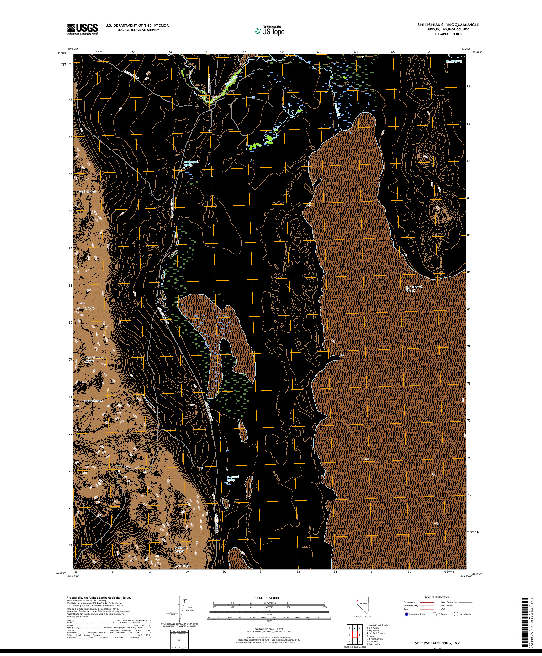 USGS US TOPO 7.5-MINUTE MAP FOR SHEEPSHEAD SPRING, NV 2018