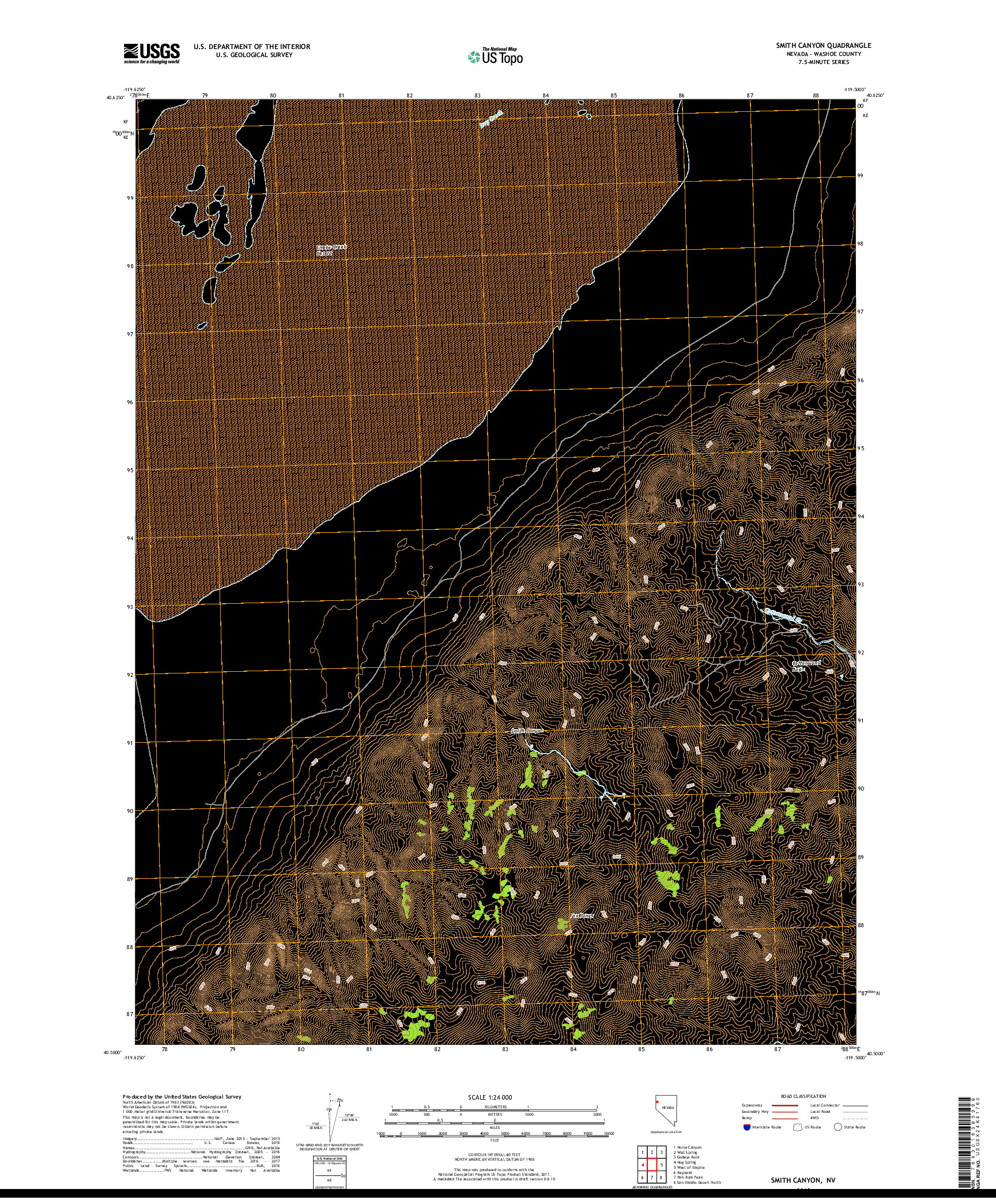 USGS US TOPO 7.5-MINUTE MAP FOR SMITH CANYON, NV 2018