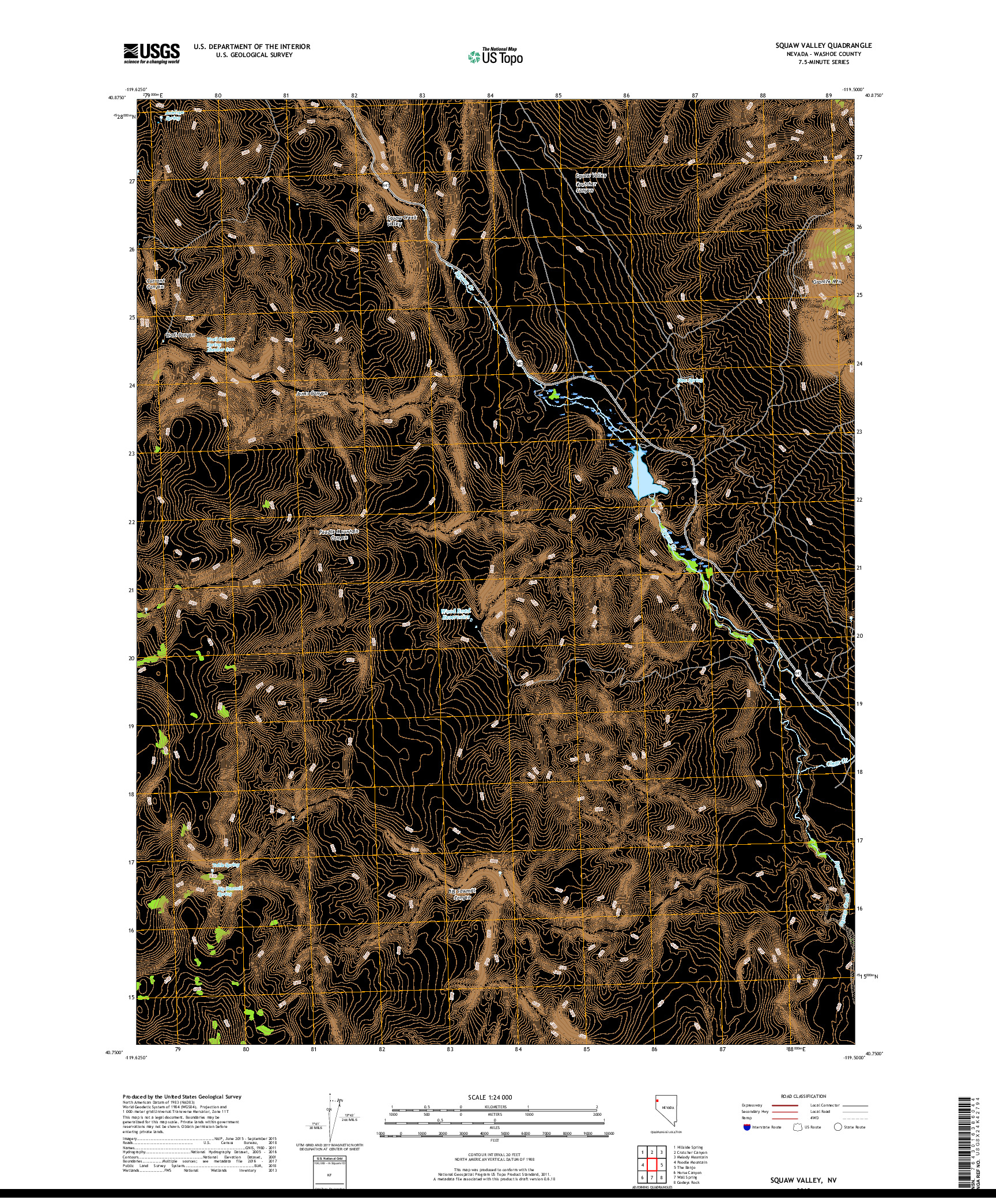 USGS US TOPO 7.5-MINUTE MAP FOR SQUAW VALLEY, NV 2018