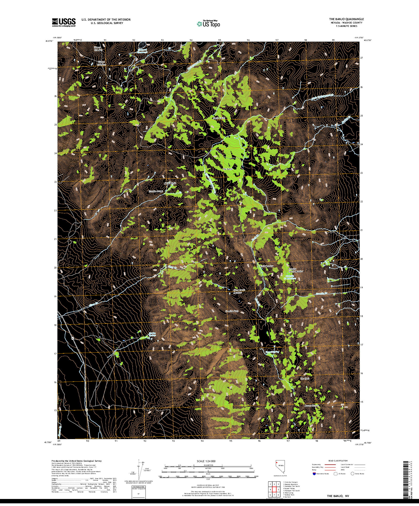 USGS US TOPO 7.5-MINUTE MAP FOR THE BANJO, NV 2018