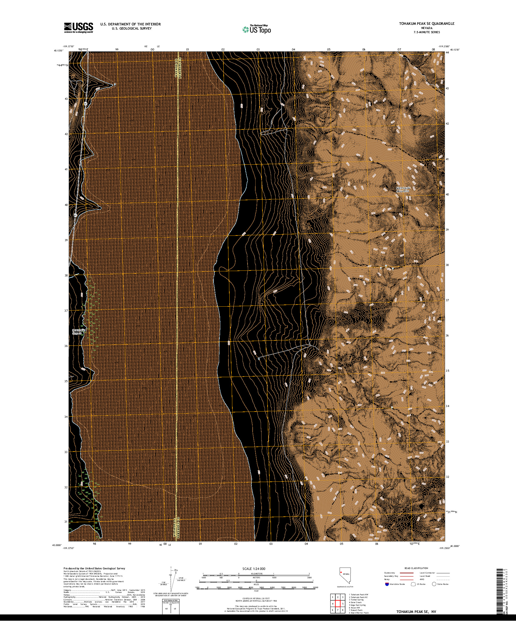 USGS US TOPO 7.5-MINUTE MAP FOR TOHAKUM PEAK SE, NV 2018