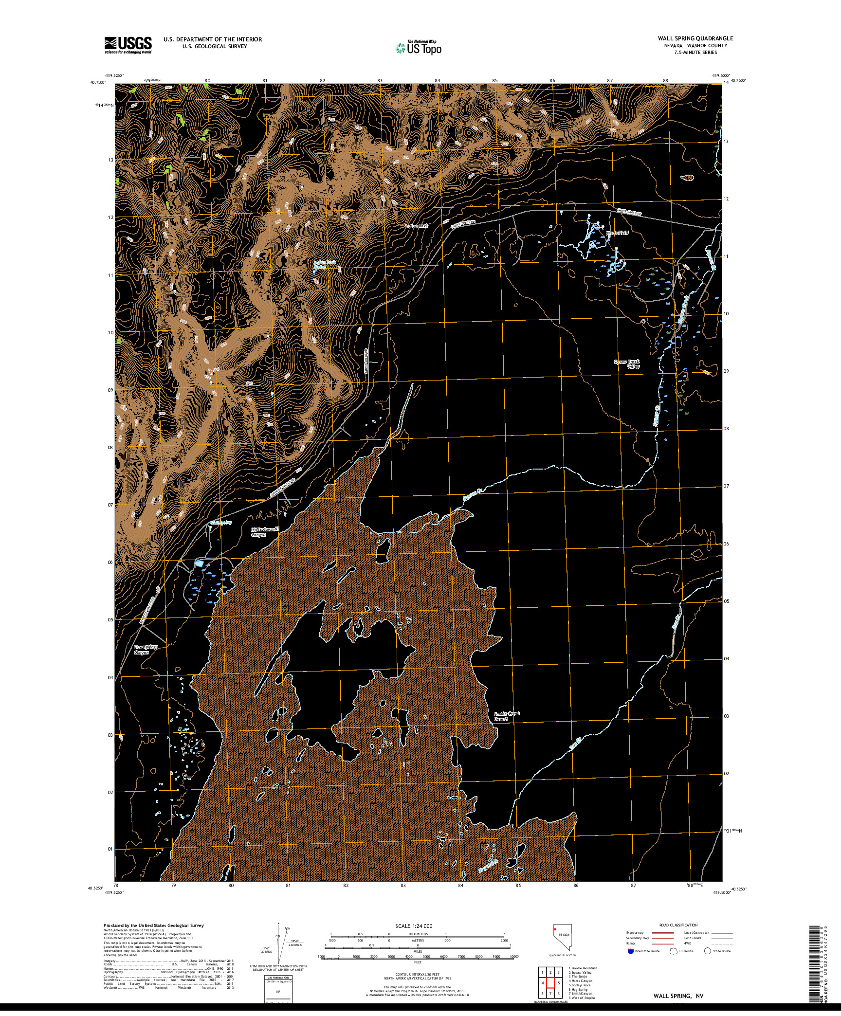 USGS US TOPO 7.5-MINUTE MAP FOR WALL SPRING, NV 2018