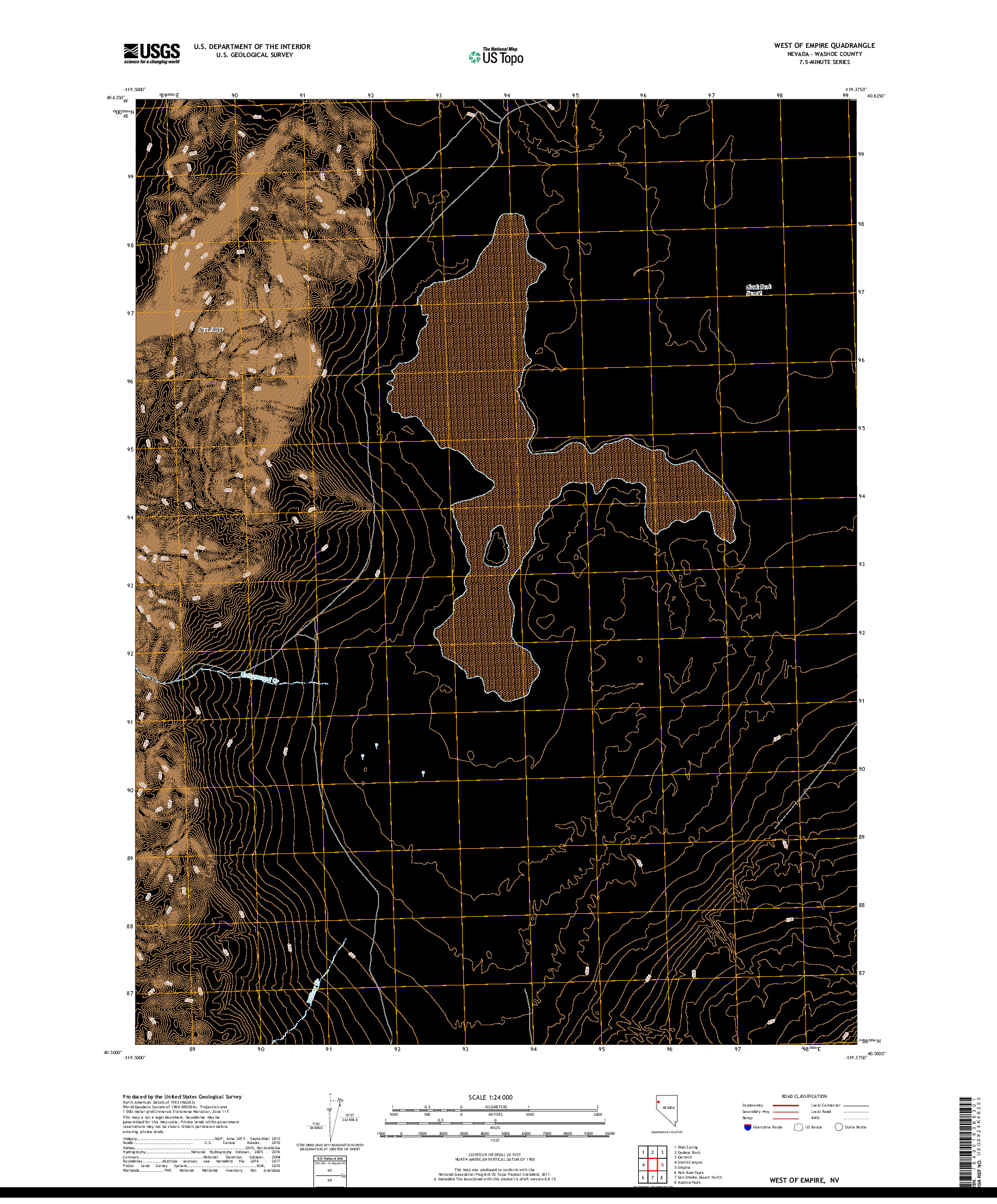 USGS US TOPO 7.5-MINUTE MAP FOR WEST OF EMPIRE, NV 2018