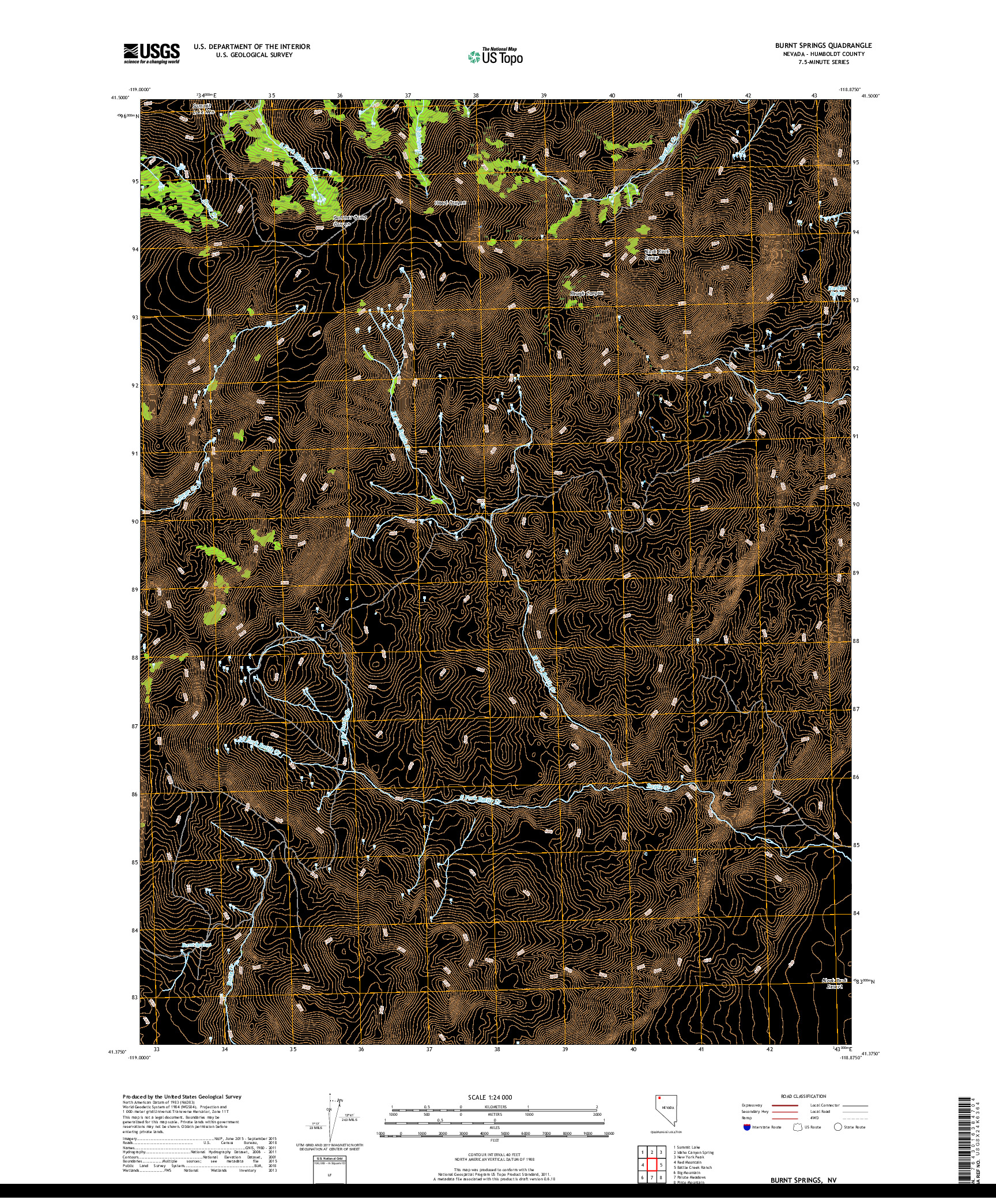 USGS US TOPO 7.5-MINUTE MAP FOR BURNT SPRINGS, NV 2018