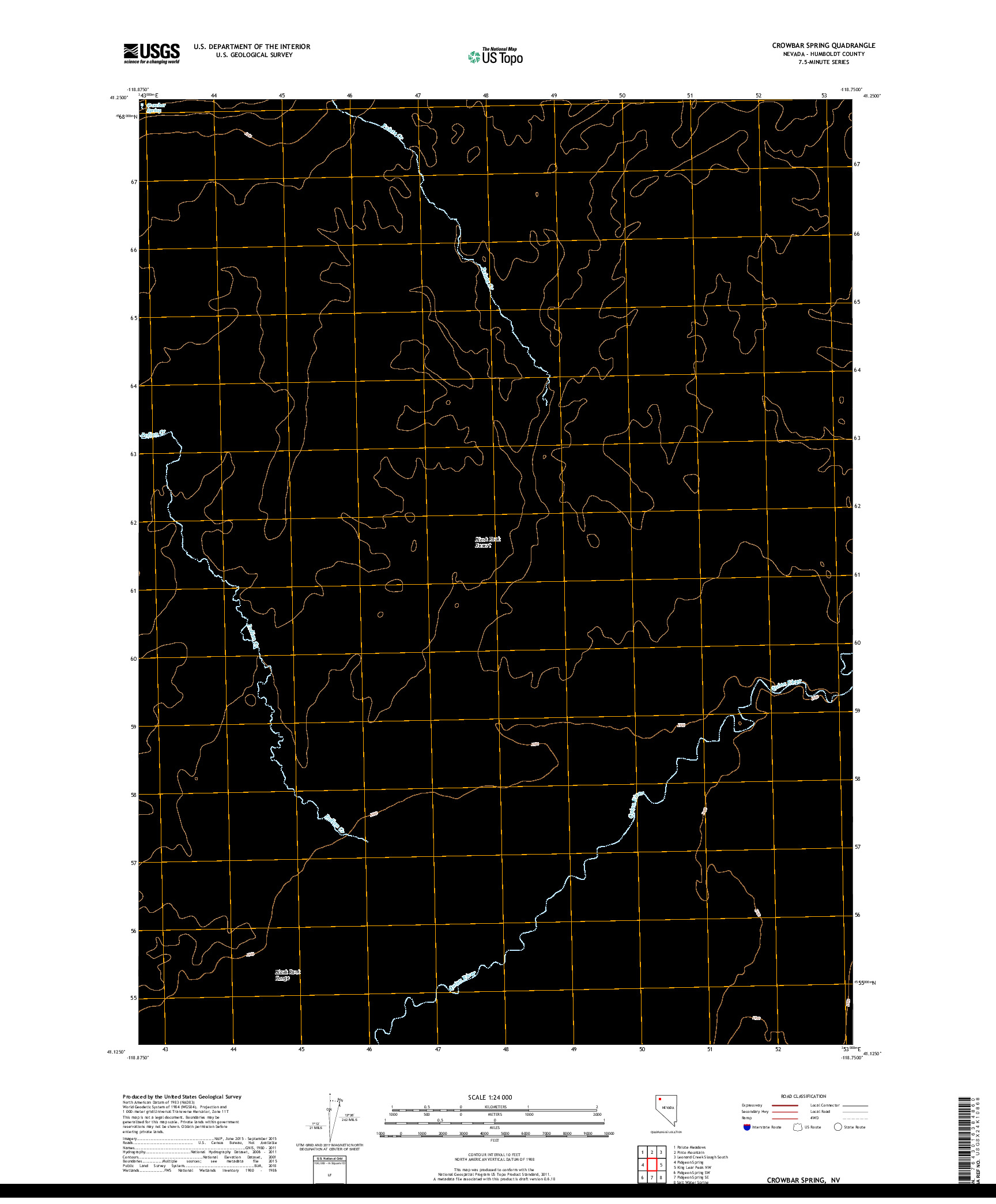 USGS US TOPO 7.5-MINUTE MAP FOR CROWBAR SPRING, NV 2018