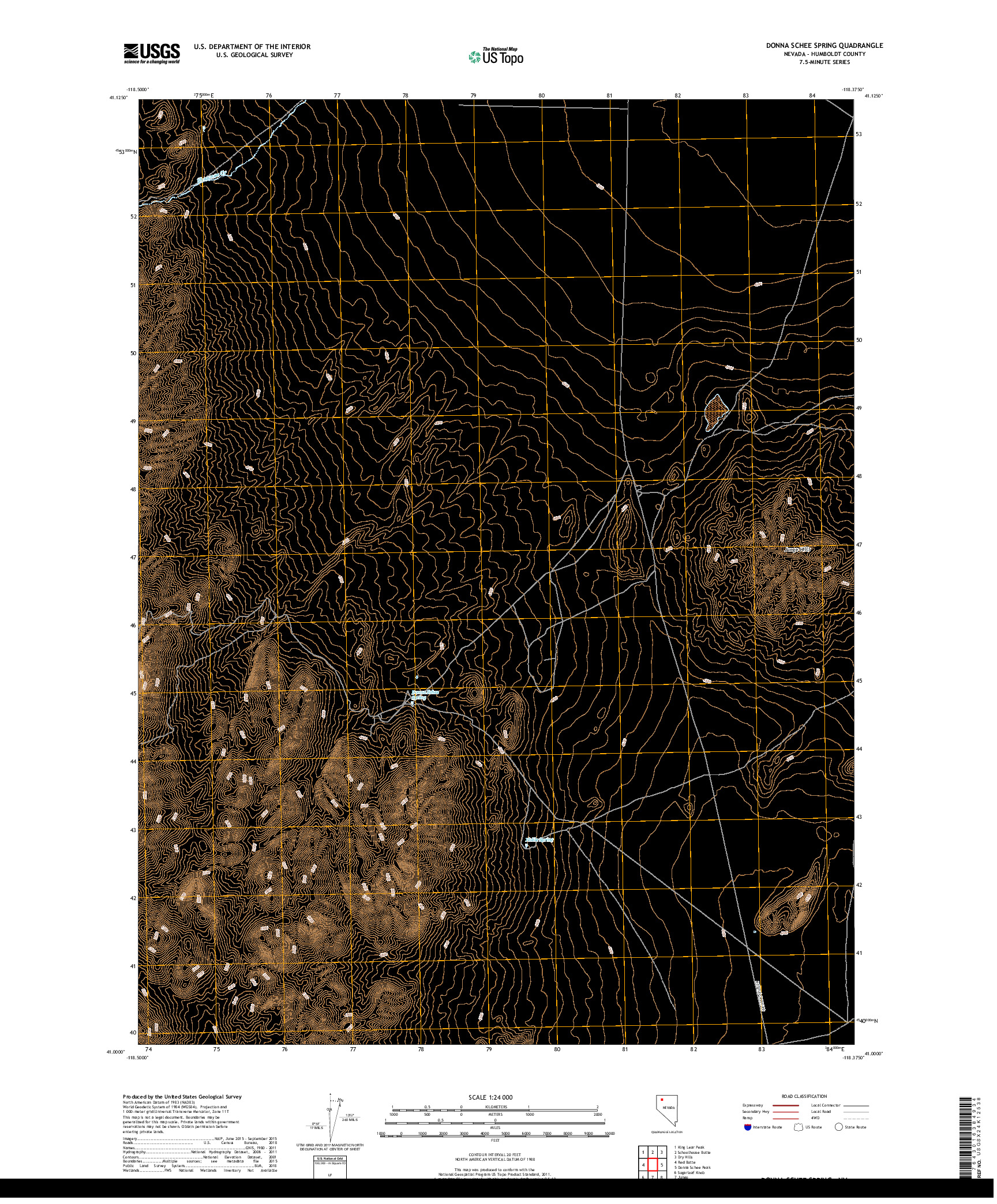 USGS US TOPO 7.5-MINUTE MAP FOR DONNA SCHEE SPRING, NV 2018