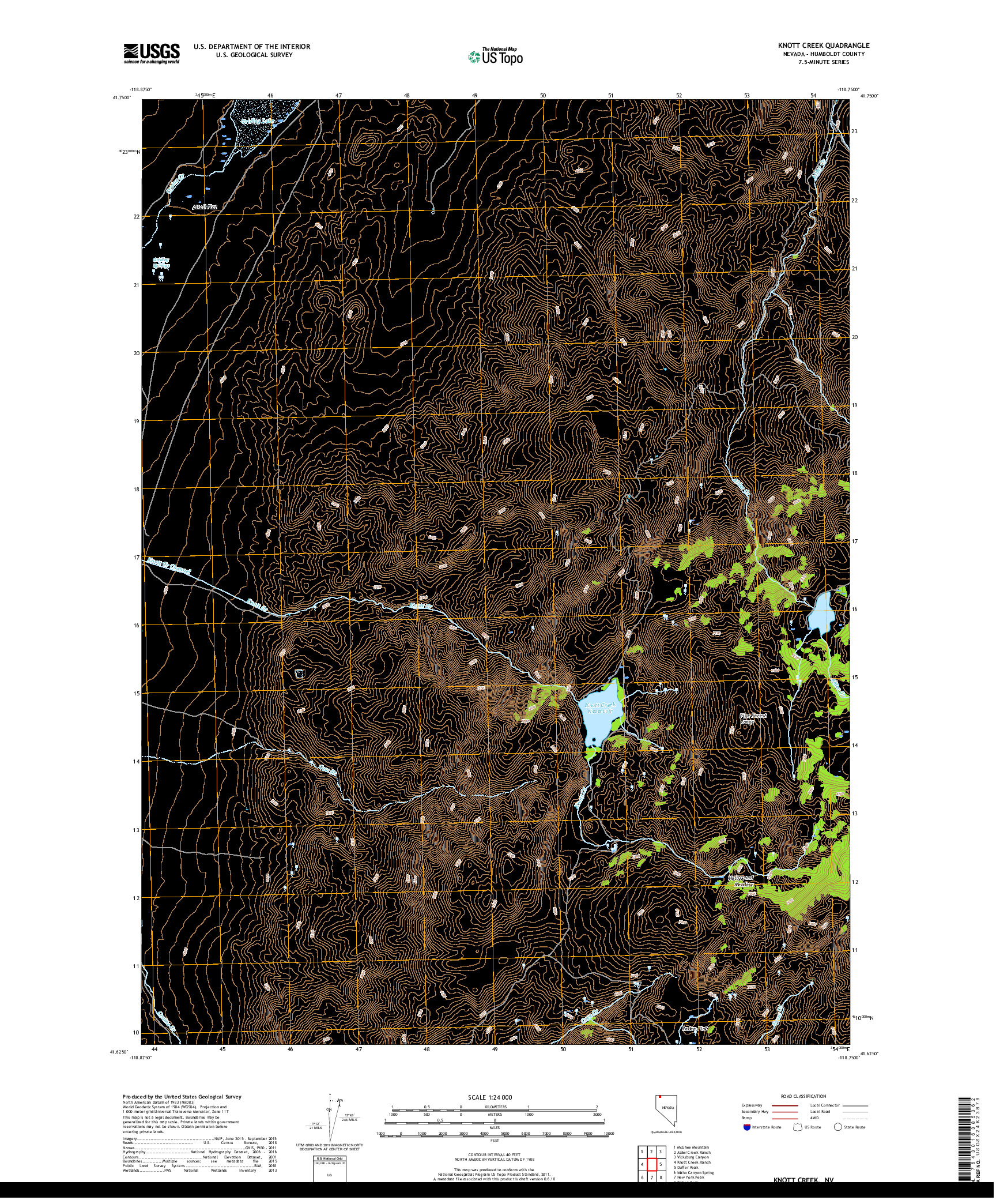 USGS US TOPO 7.5-MINUTE MAP FOR KNOTT CREEK, NV 2018
