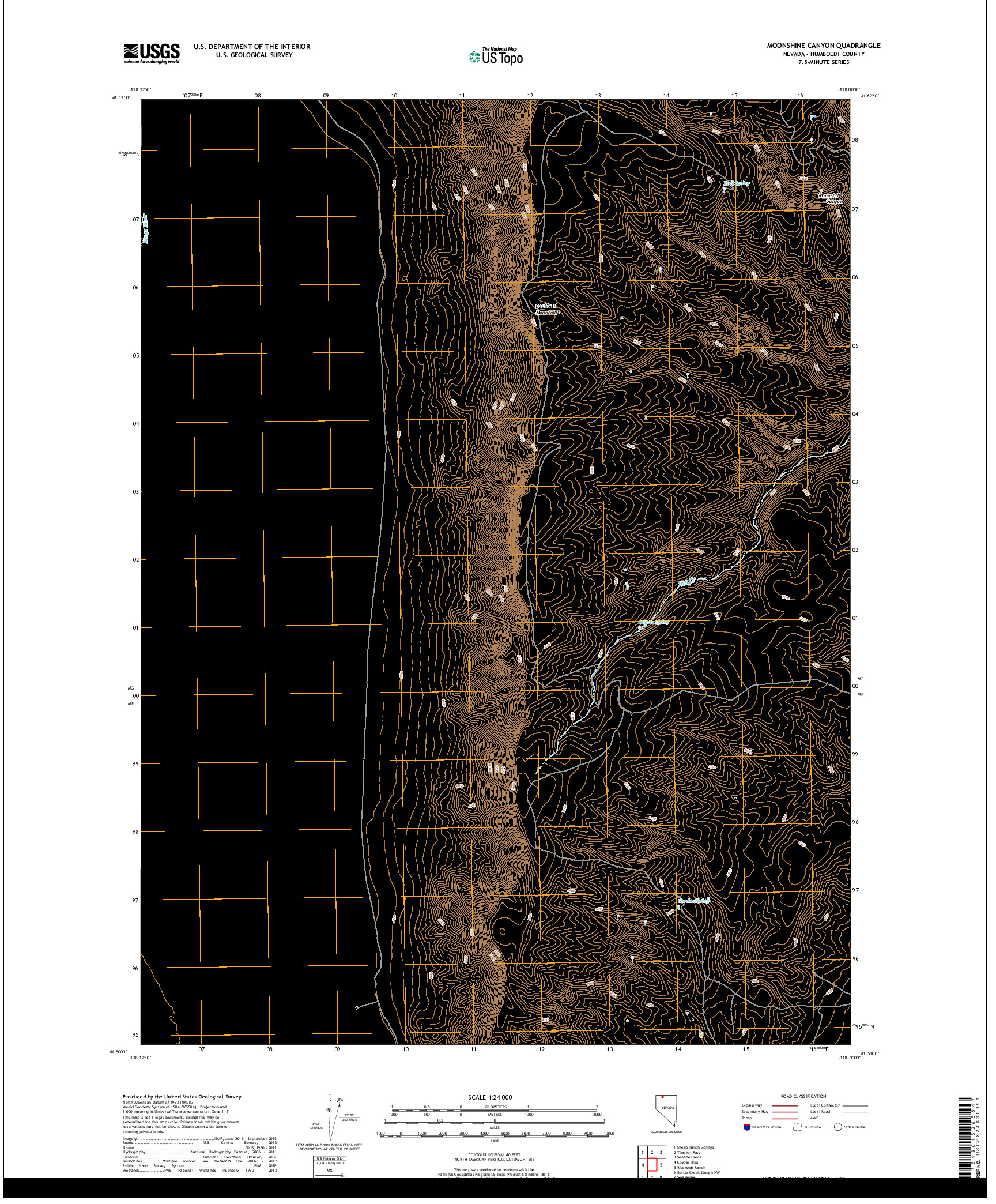 USGS US TOPO 7.5-MINUTE MAP FOR MOONSHINE CANYON, NV 2018