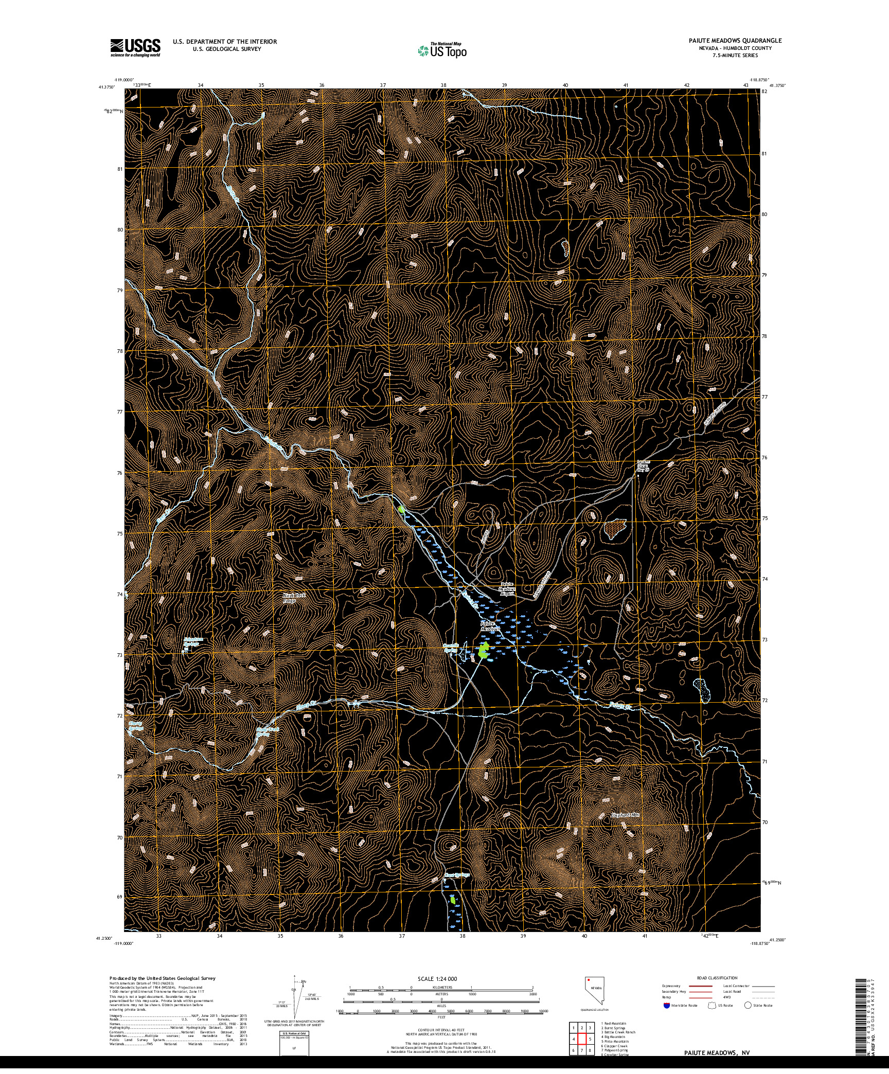 USGS US TOPO 7.5-MINUTE MAP FOR PAIUTE MEADOWS, NV 2018