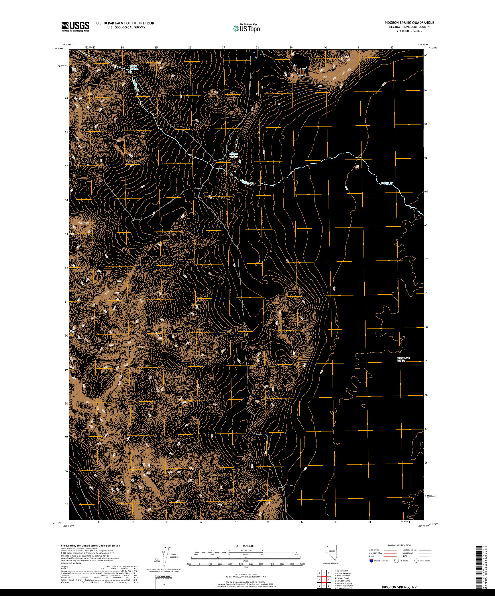 USGS US TOPO 7.5-MINUTE MAP FOR PIDGEON SPRING, NV 2018