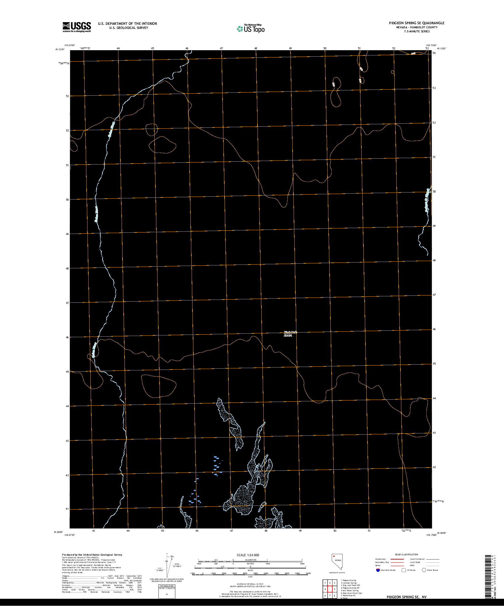 USGS US TOPO 7.5-MINUTE MAP FOR PIDGEON SPRING SE, NV 2018