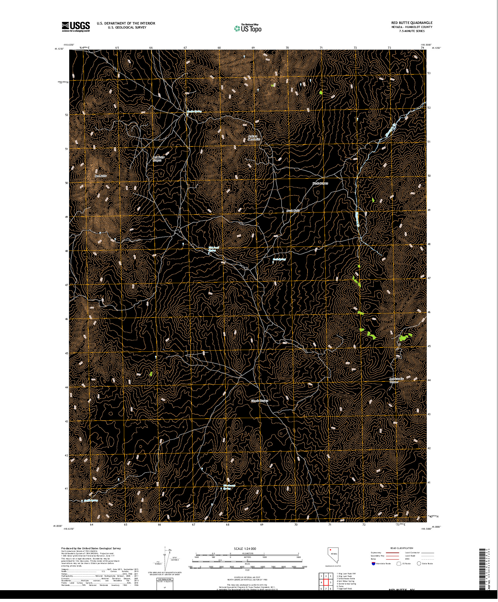 USGS US TOPO 7.5-MINUTE MAP FOR RED BUTTE, NV 2018