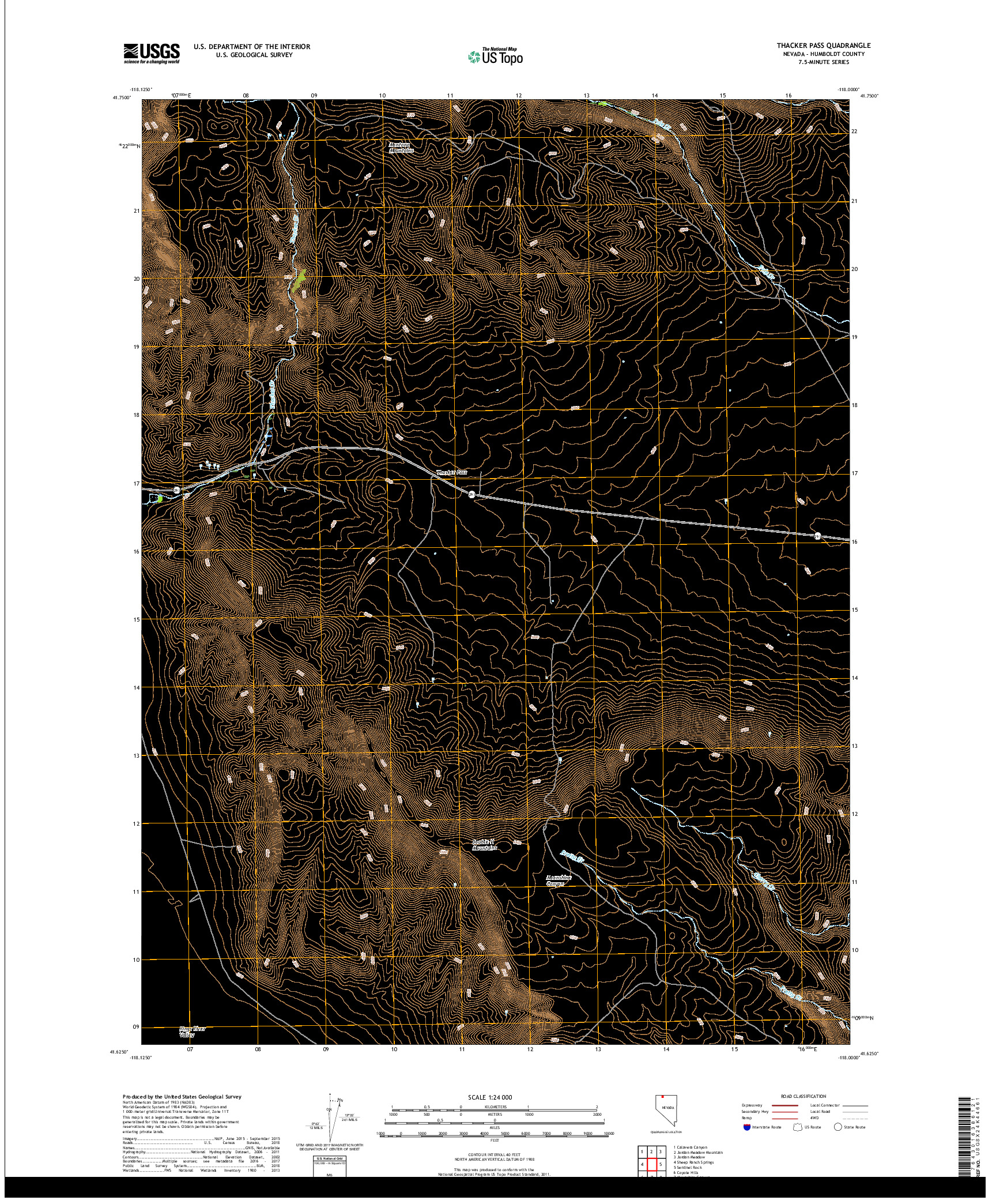 USGS US TOPO 7.5-MINUTE MAP FOR THACKER PASS, NV 2018