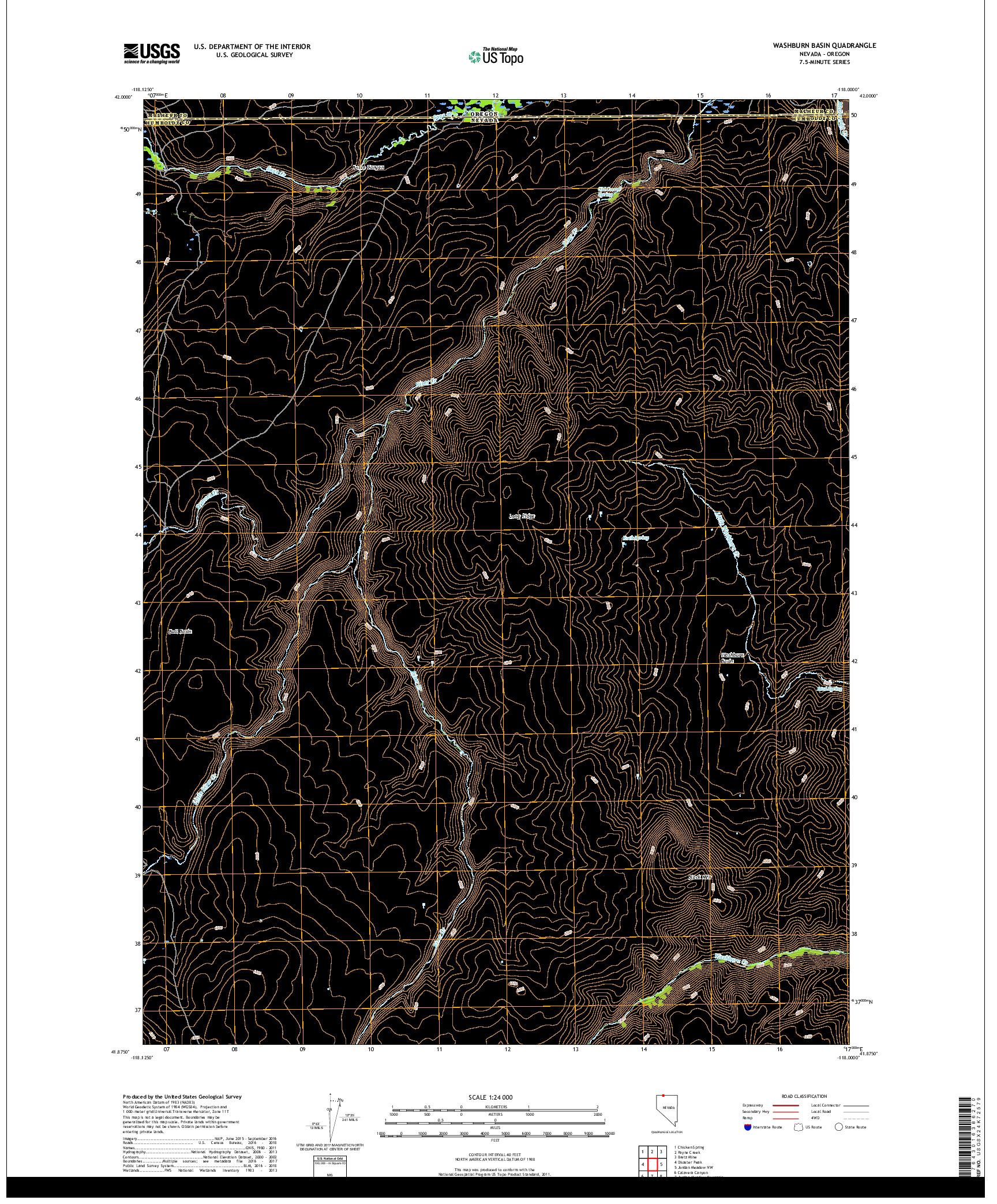 USGS US TOPO 7.5-MINUTE MAP FOR WASHBURN BASIN, NV,OR 2018