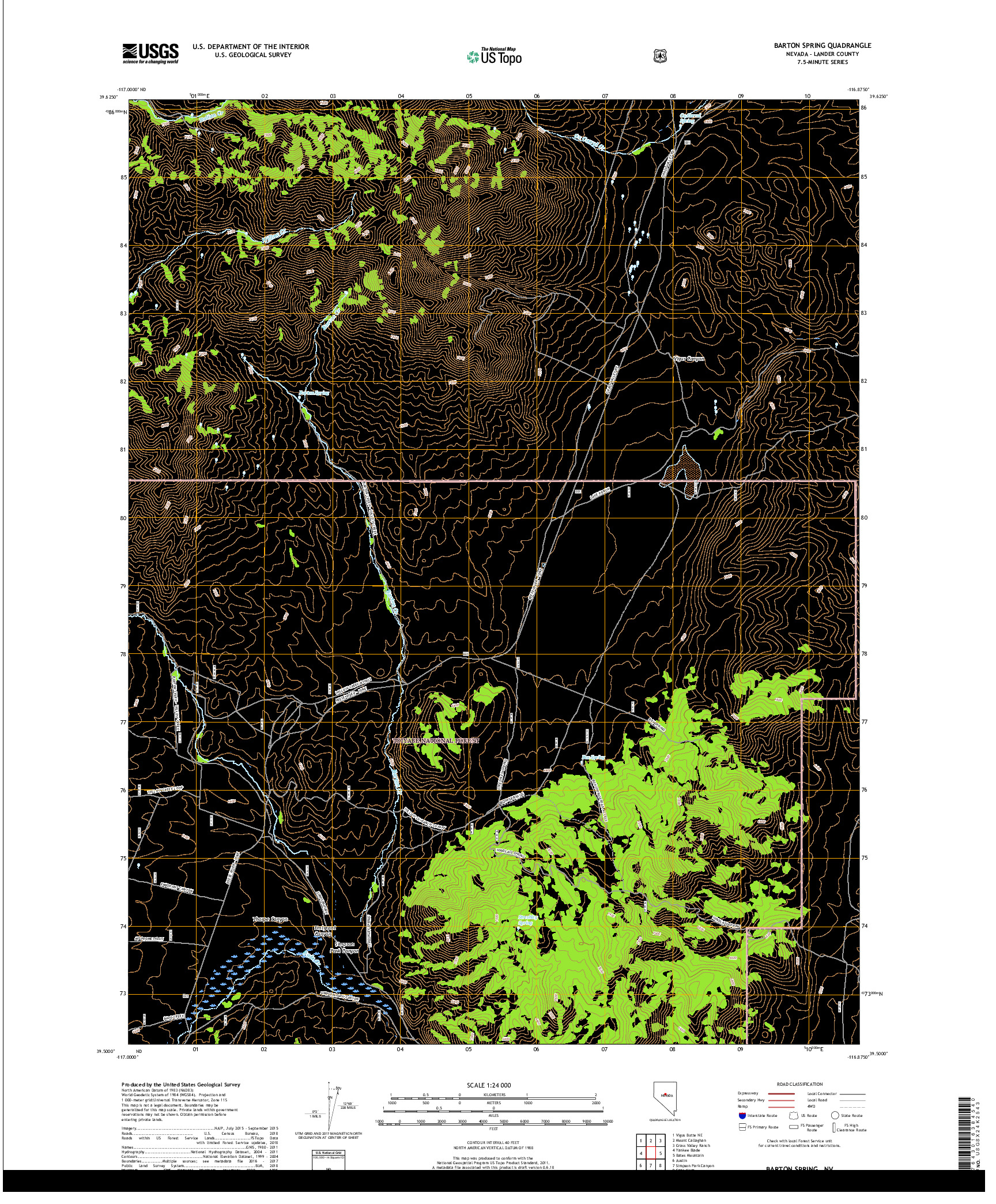 USGS US TOPO 7.5-MINUTE MAP FOR BARTON SPRING, NV 2018