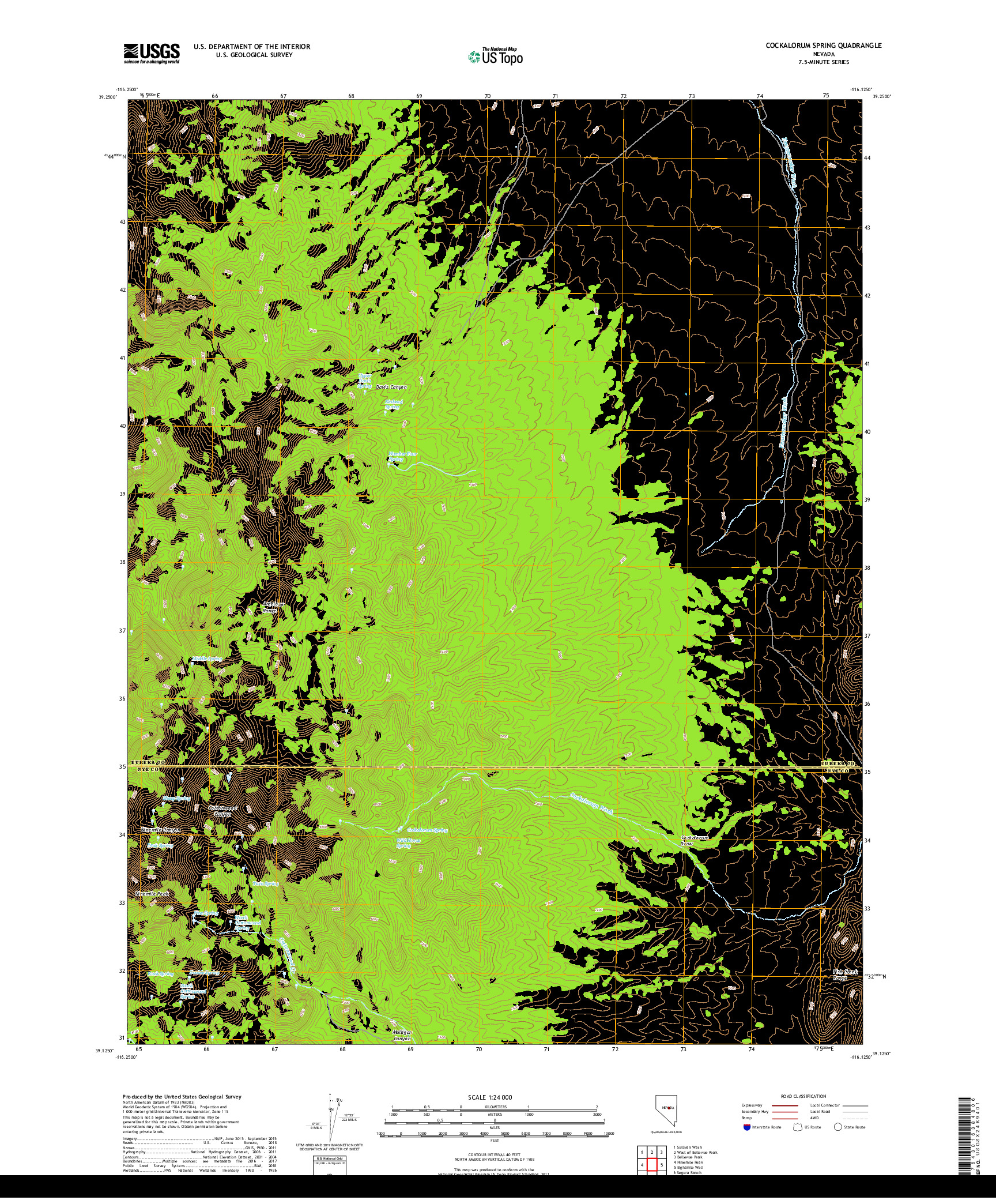 USGS US TOPO 7.5-MINUTE MAP FOR COCKALORUM SPRING, NV 2018