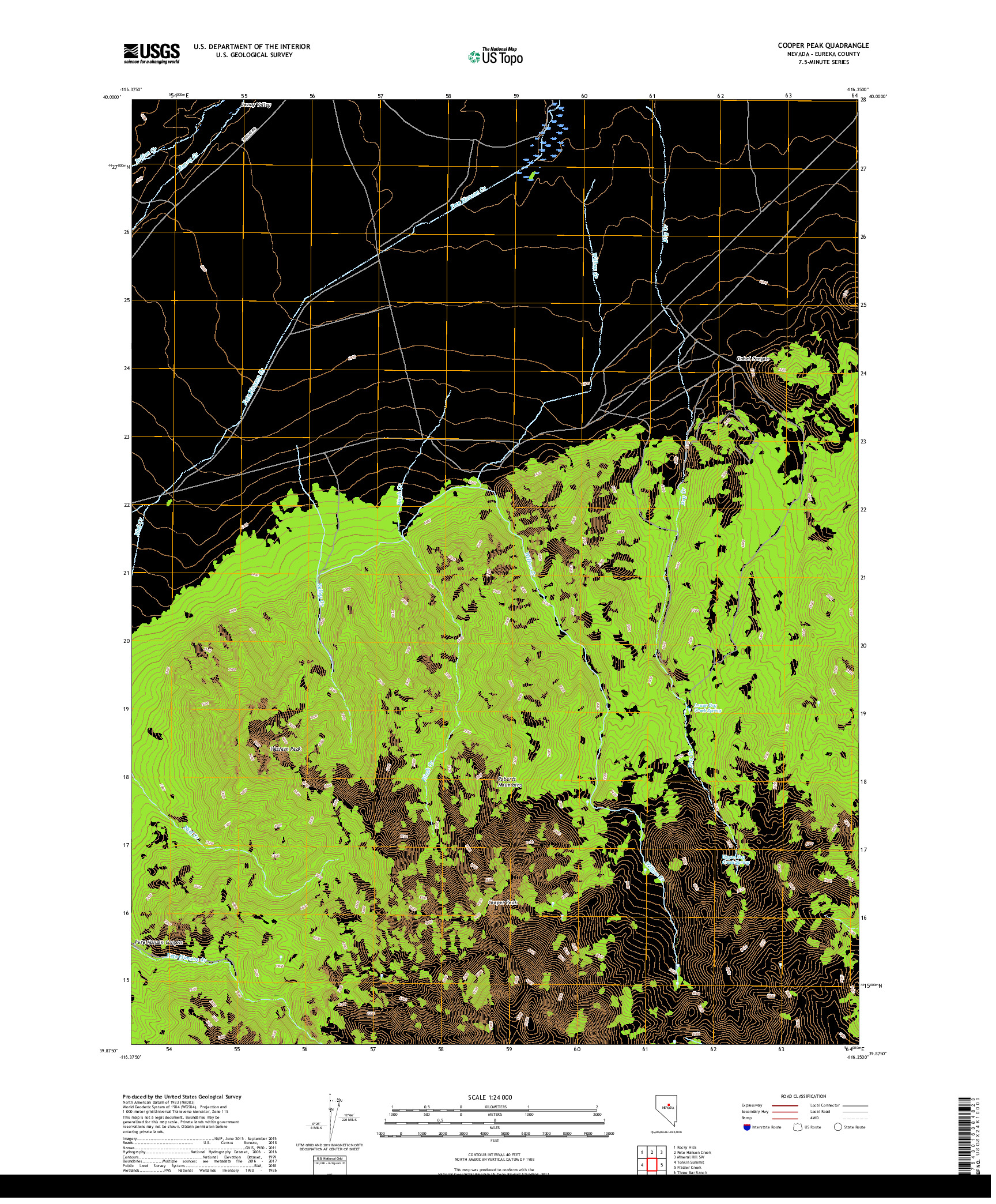 USGS US TOPO 7.5-MINUTE MAP FOR COOPER PEAK, NV 2018