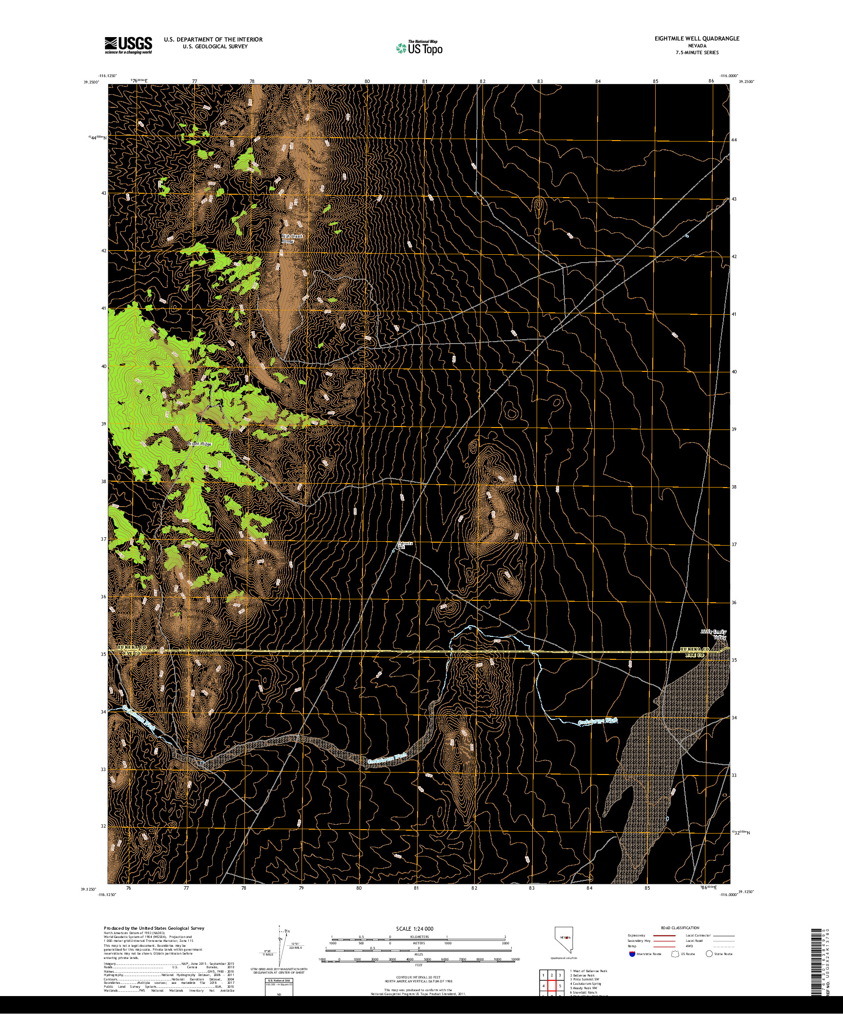 USGS US TOPO 7.5-MINUTE MAP FOR EIGHTMILE WELL, NV 2018