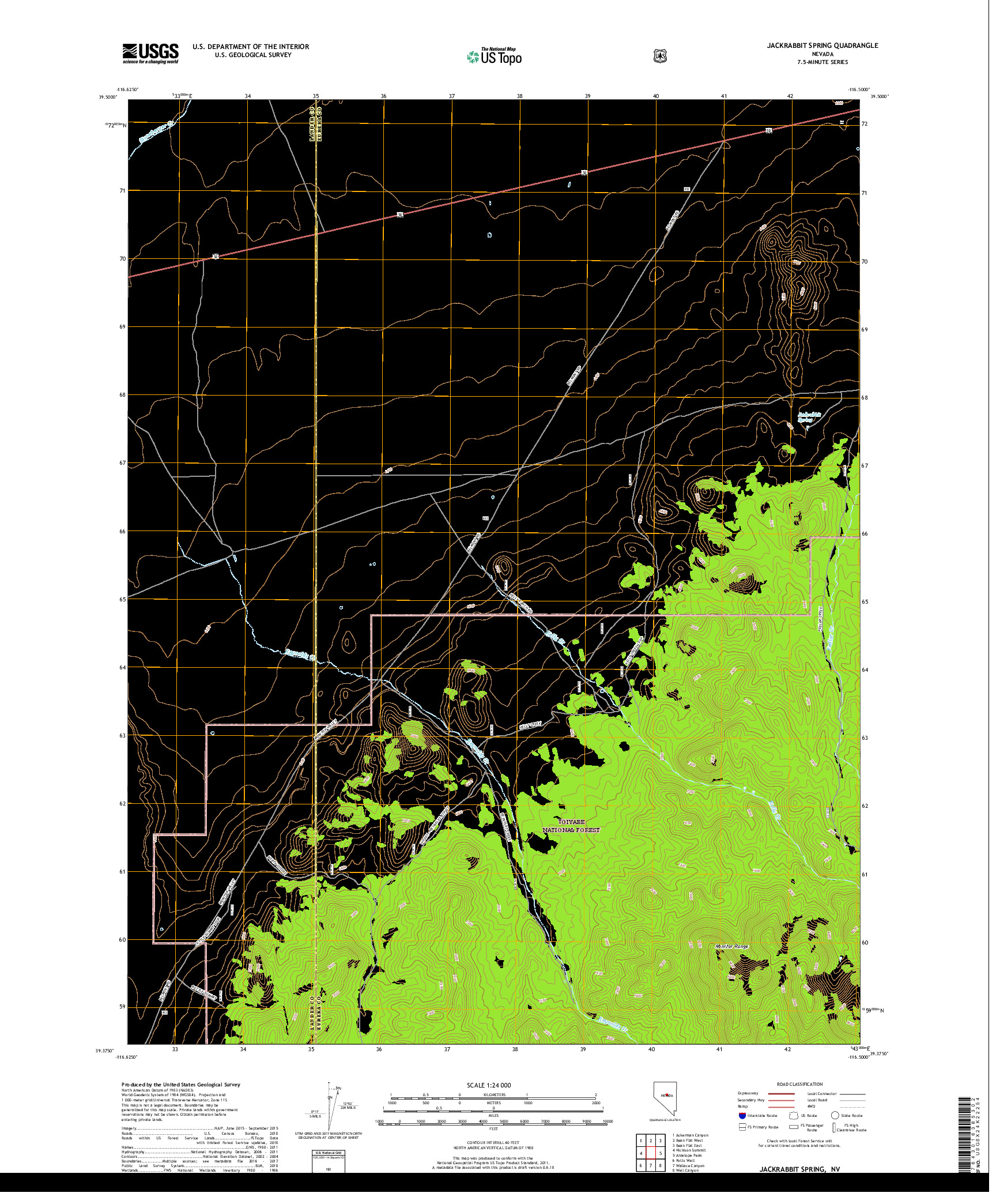 USGS US TOPO 7.5-MINUTE MAP FOR JACKRABBIT SPRING, NV 2018