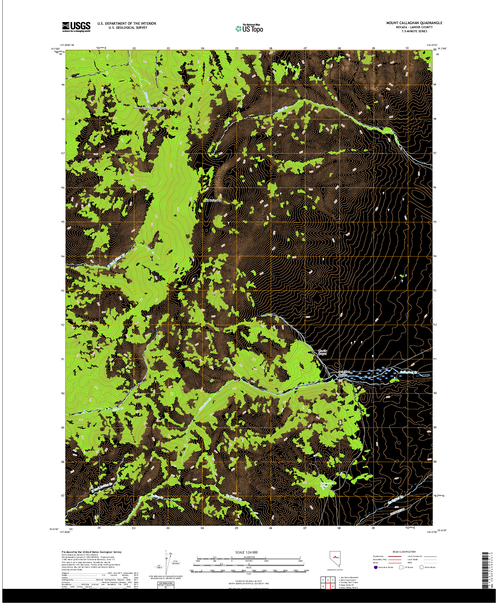 USGS US TOPO 7.5-MINUTE MAP FOR MOUNT CALLAGHAN, NV 2018