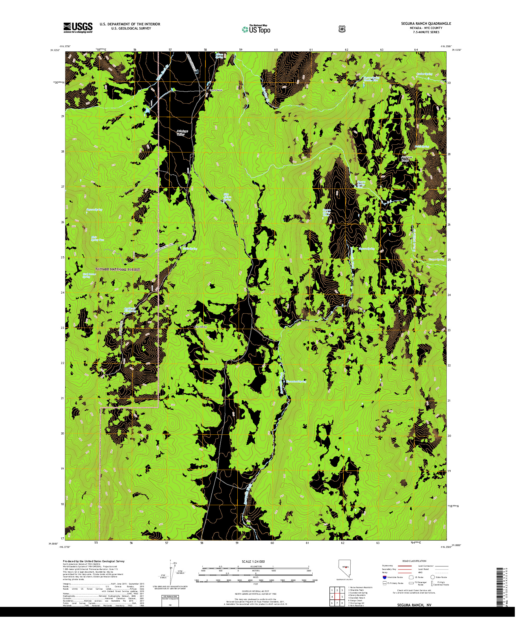 USGS US TOPO 7.5-MINUTE MAP FOR SEGURA RANCH, NV 2018