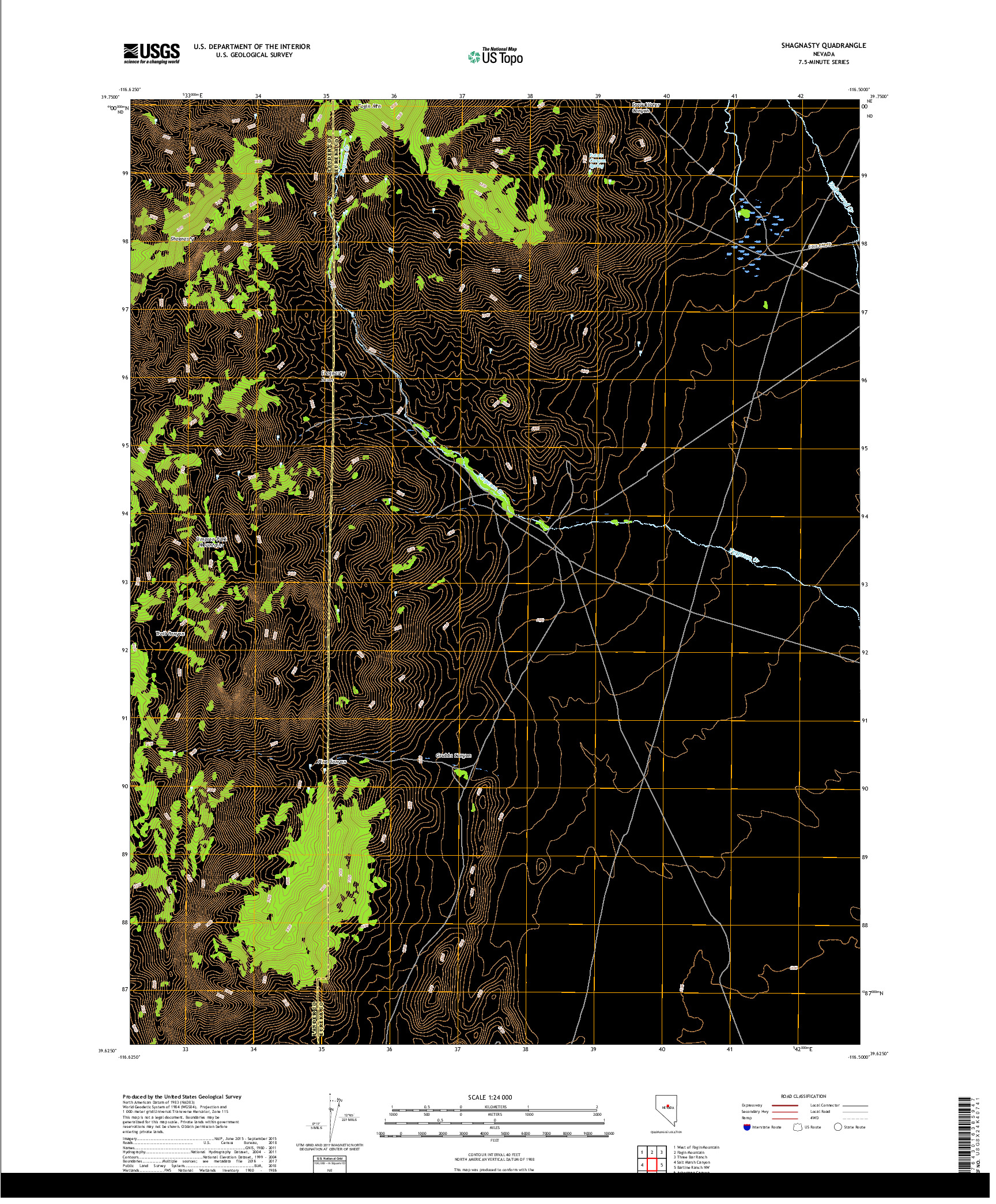 USGS US TOPO 7.5-MINUTE MAP FOR SHAGNASTY, NV 2018