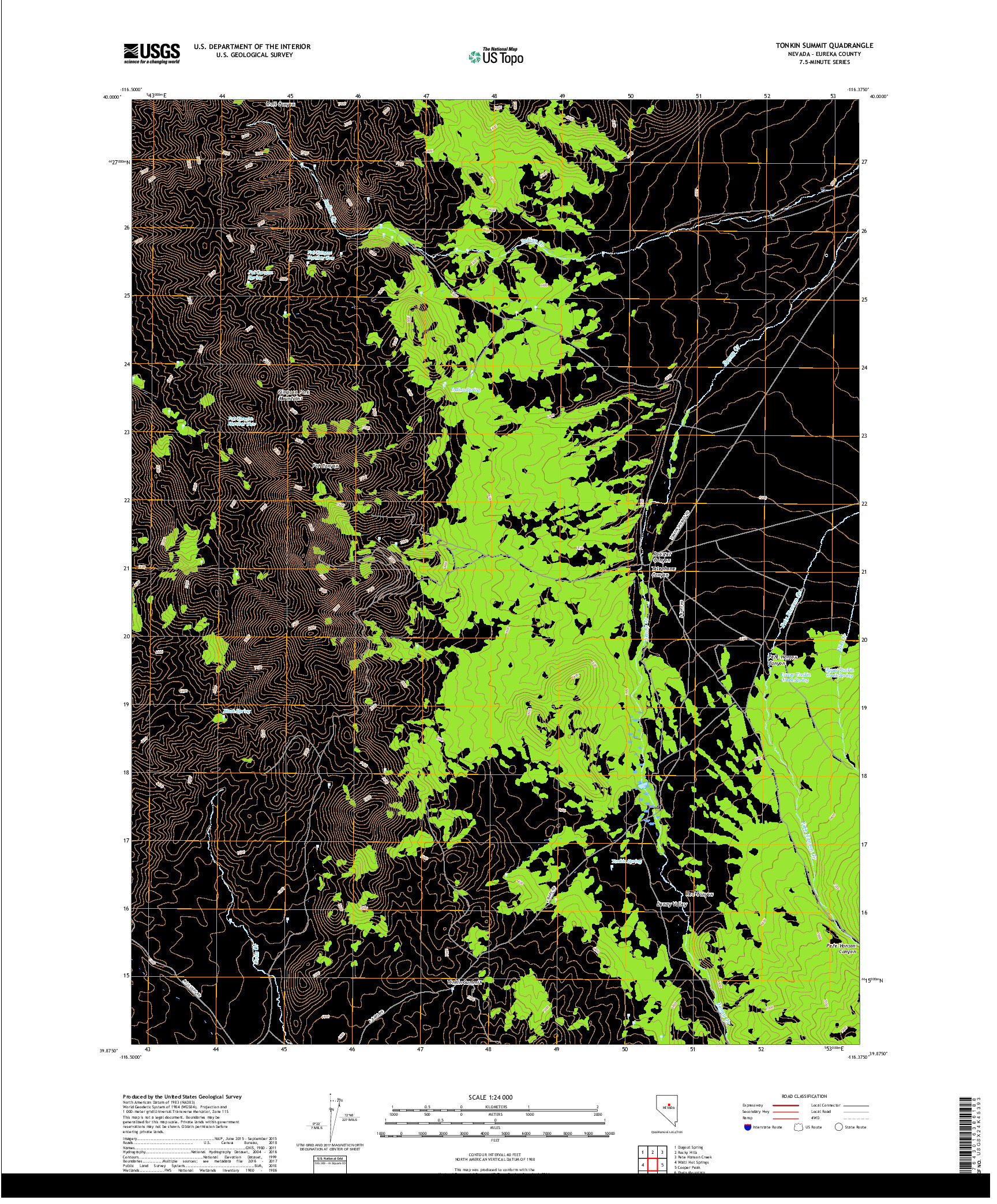 USGS US TOPO 7.5-MINUTE MAP FOR TONKIN SUMMIT, NV 2018