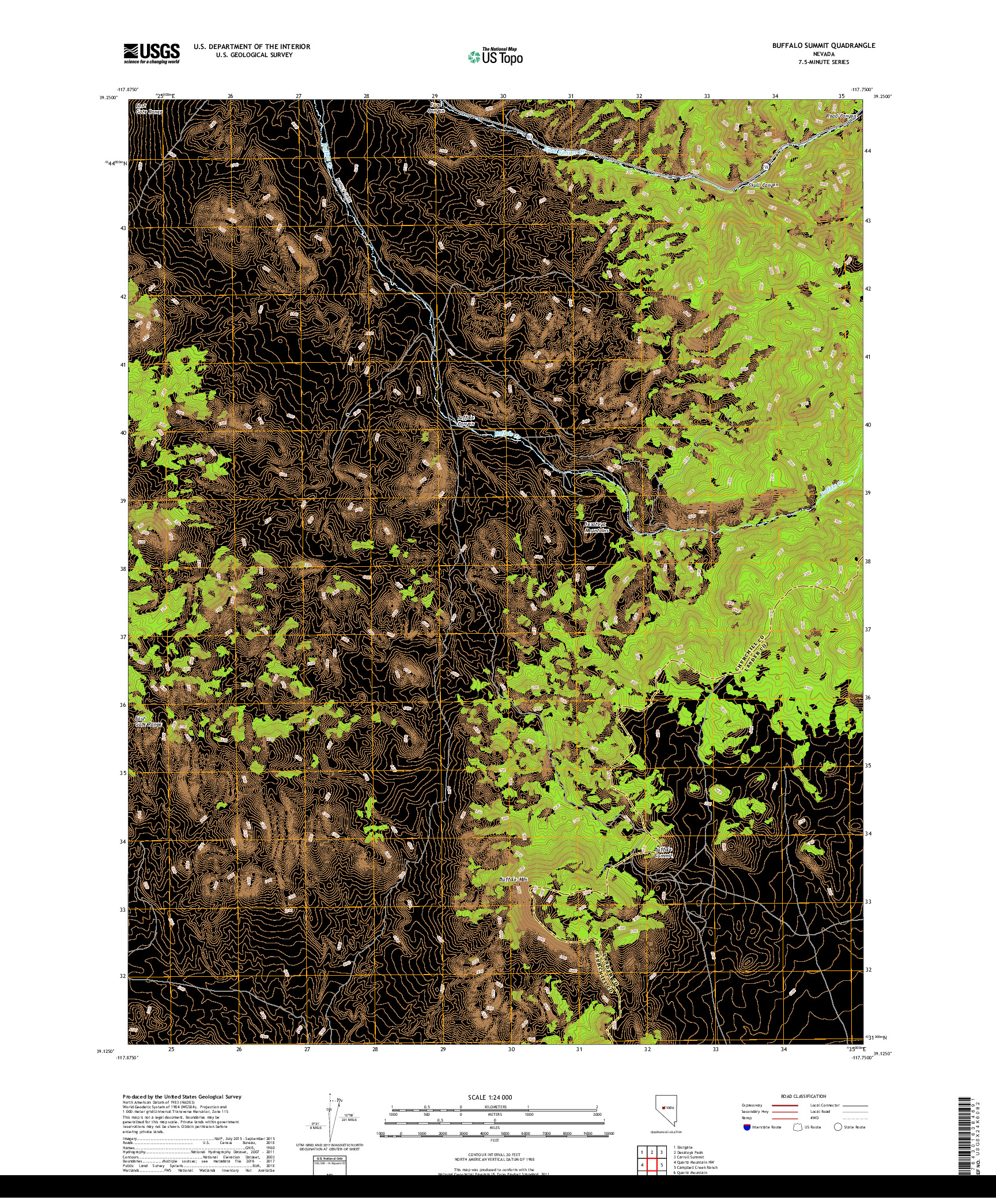 USGS US TOPO 7.5-MINUTE MAP FOR BUFFALO SUMMIT, NV 2018