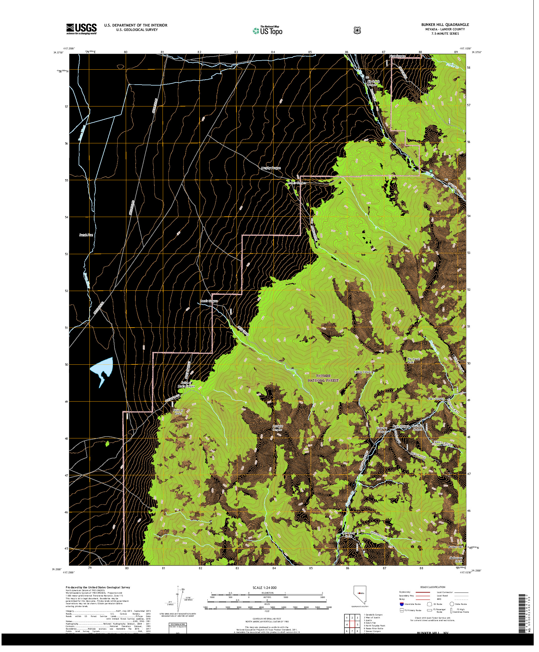 USGS US TOPO 7.5-MINUTE MAP FOR BUNKER HILL, NV 2018