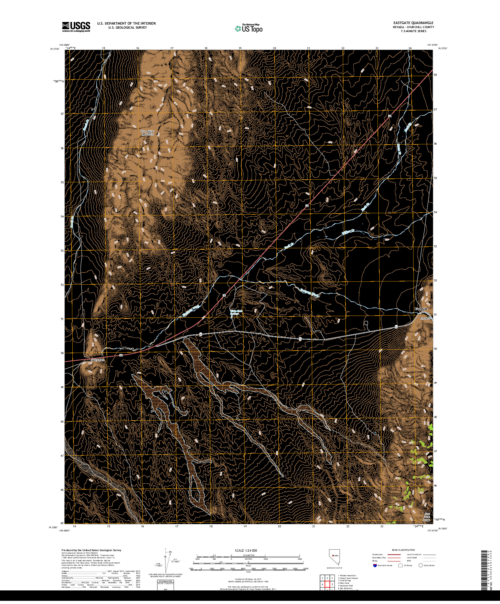 USGS US TOPO 7.5-MINUTE MAP FOR EASTGATE, NV 2018