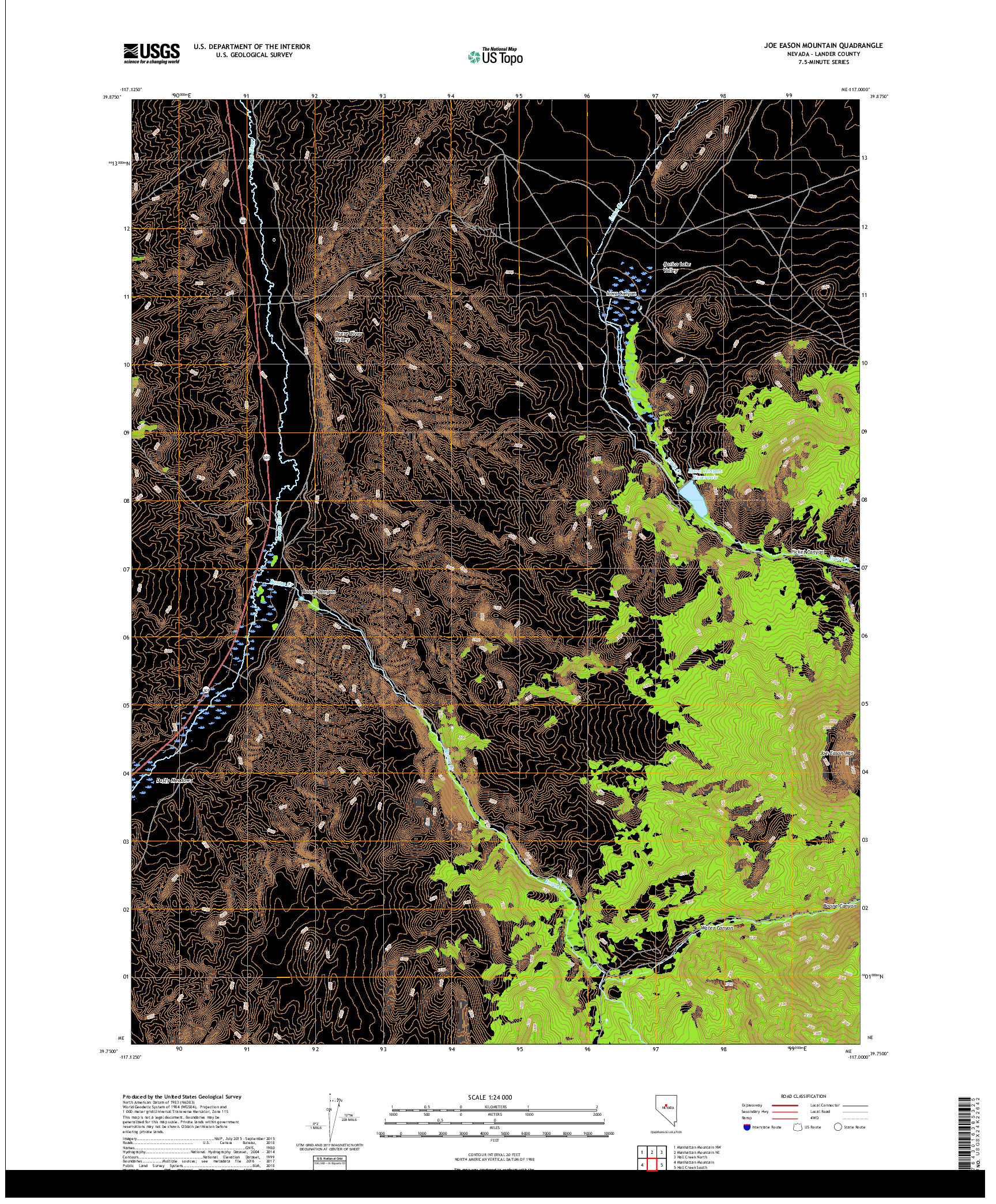 USGS US TOPO 7.5-MINUTE MAP FOR JOE EASON MOUNTAIN, NV 2018