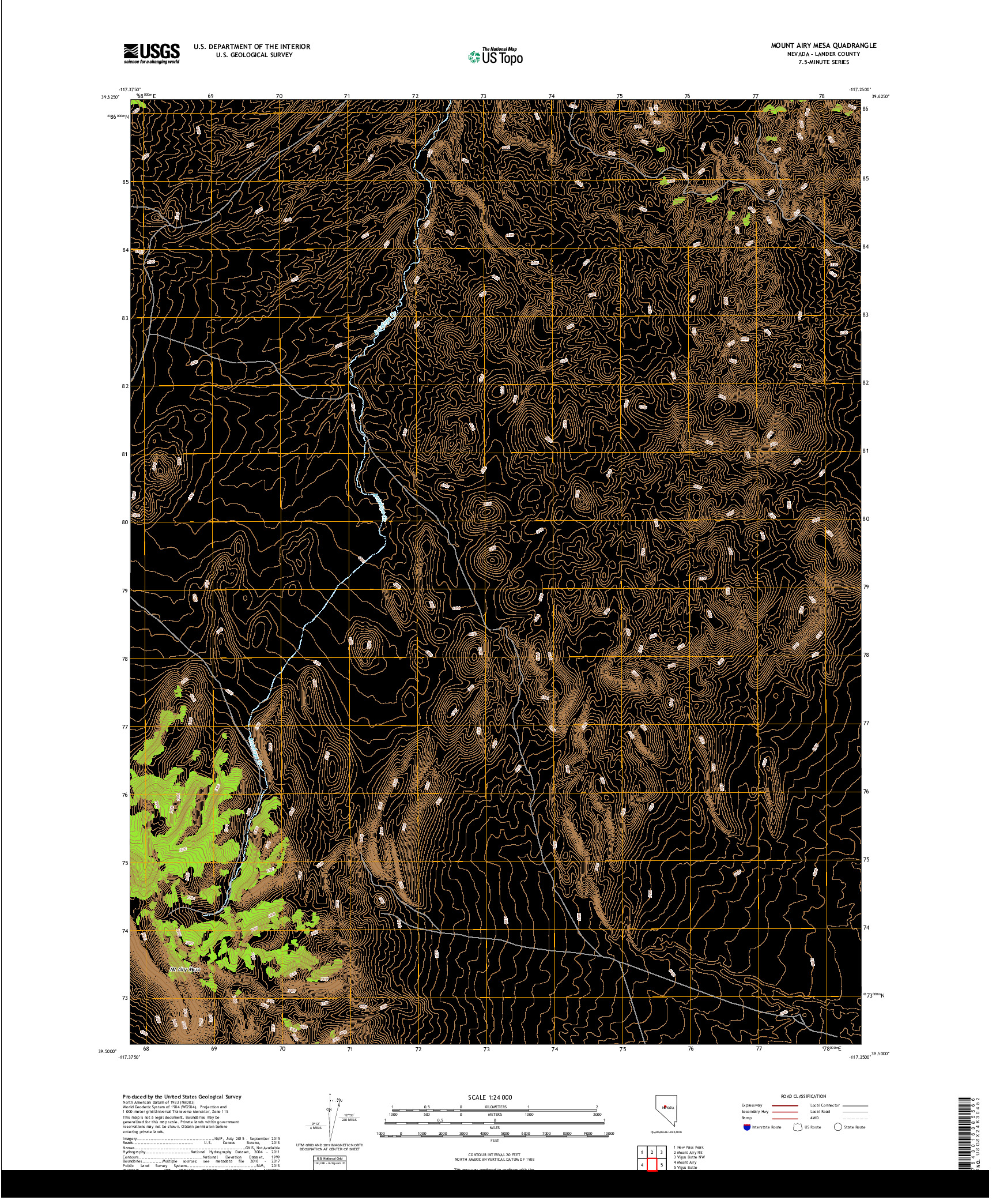 USGS US TOPO 7.5-MINUTE MAP FOR MOUNT AIRY MESA, NV 2018