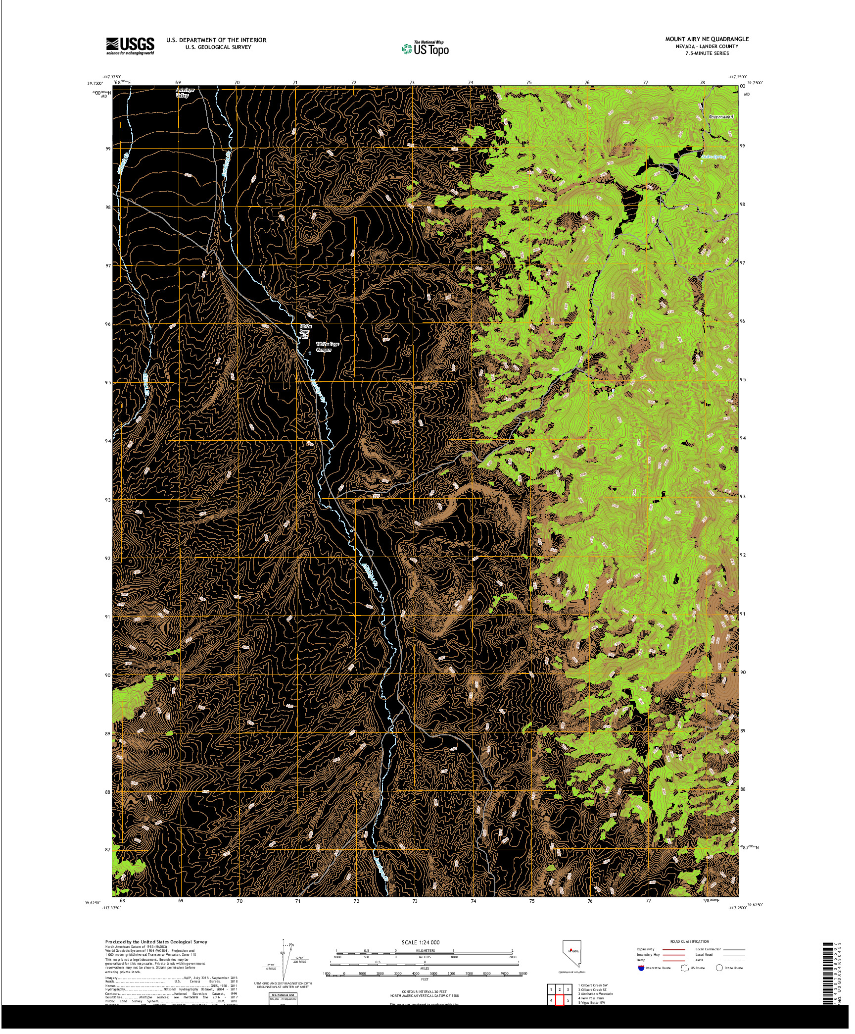 USGS US TOPO 7.5-MINUTE MAP FOR MOUNT AIRY NE, NV 2018