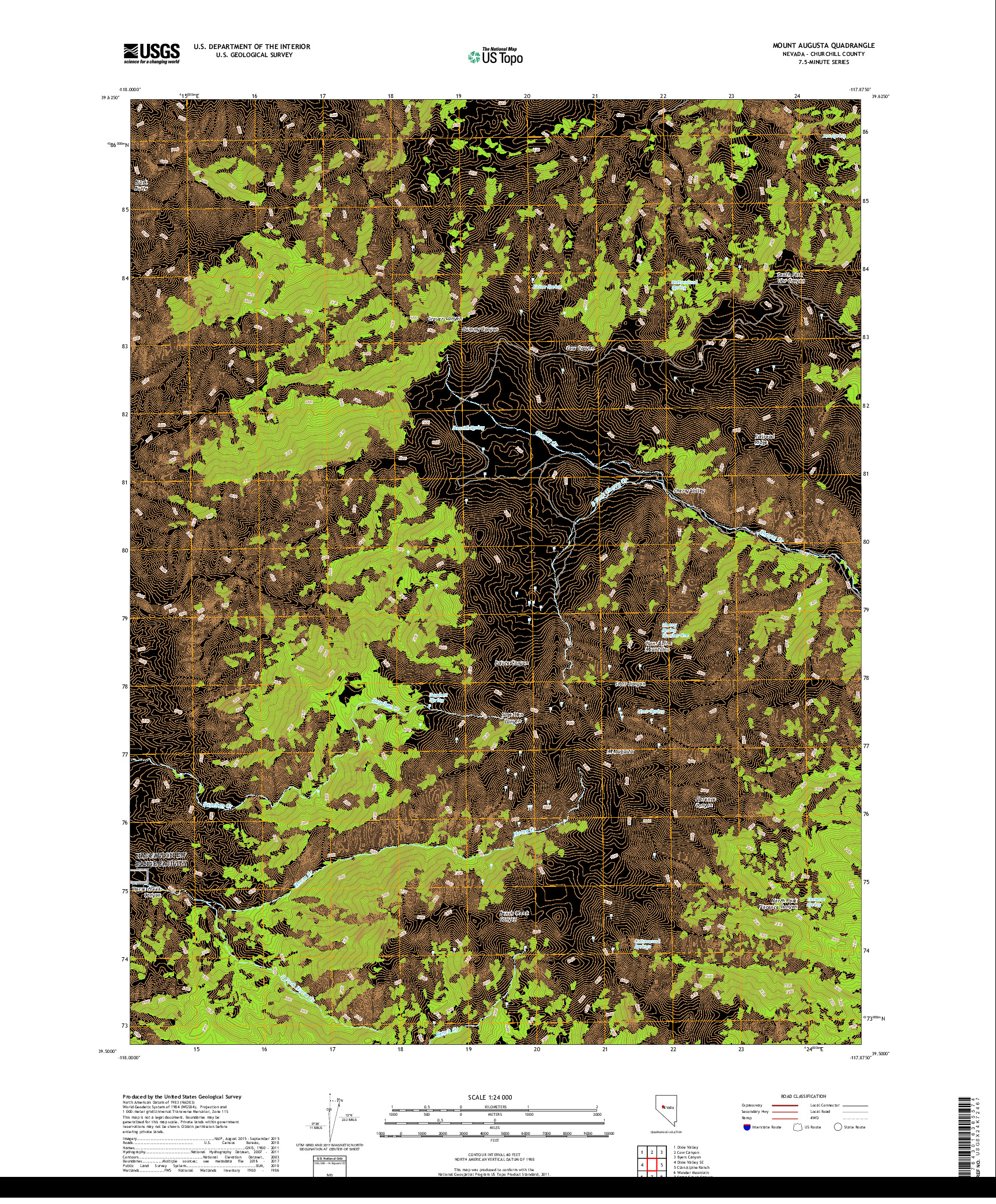 USGS US TOPO 7.5-MINUTE MAP FOR MOUNT AUGUSTA, NV 2018