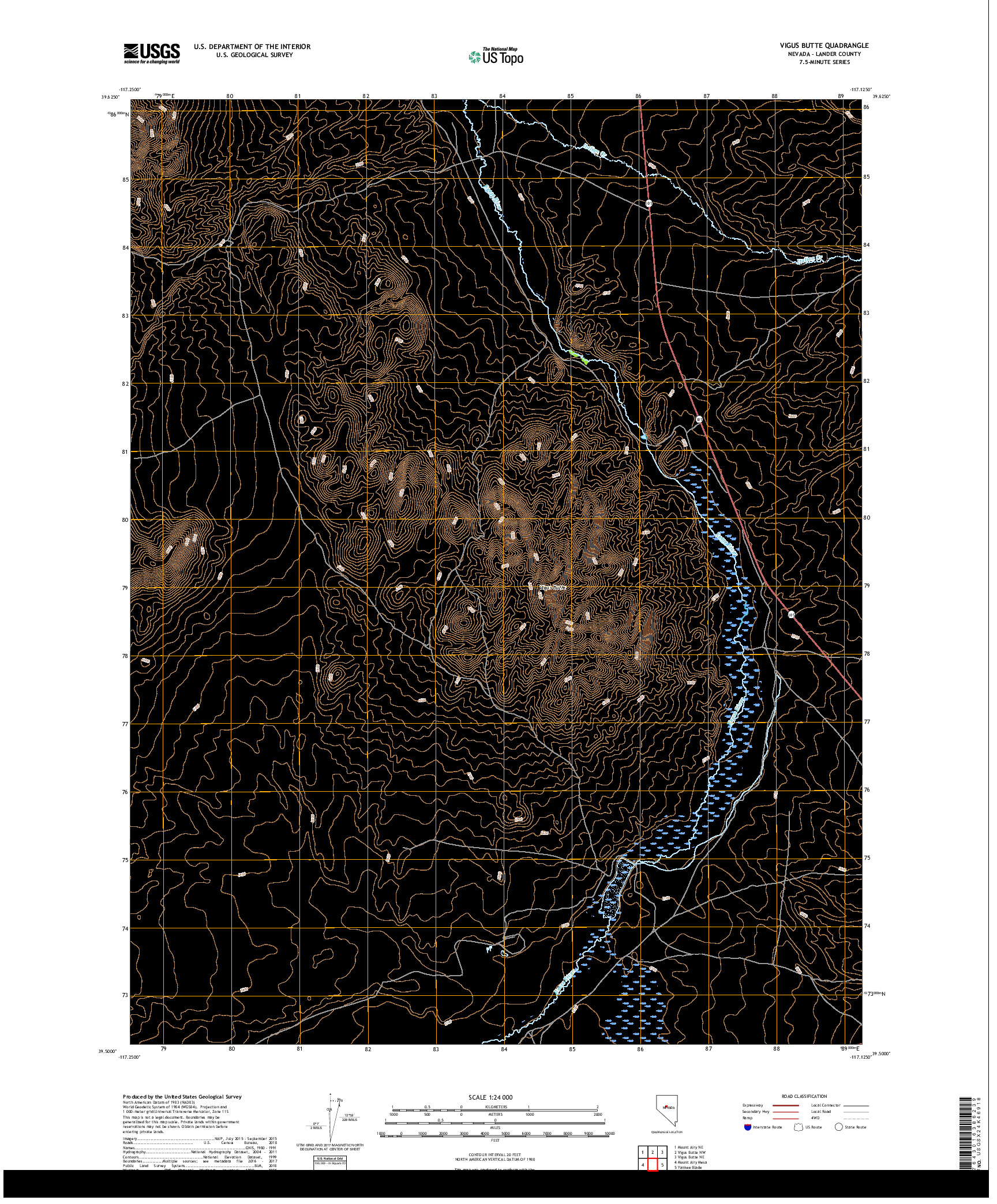 USGS US TOPO 7.5-MINUTE MAP FOR VIGUS BUTTE, NV 2018