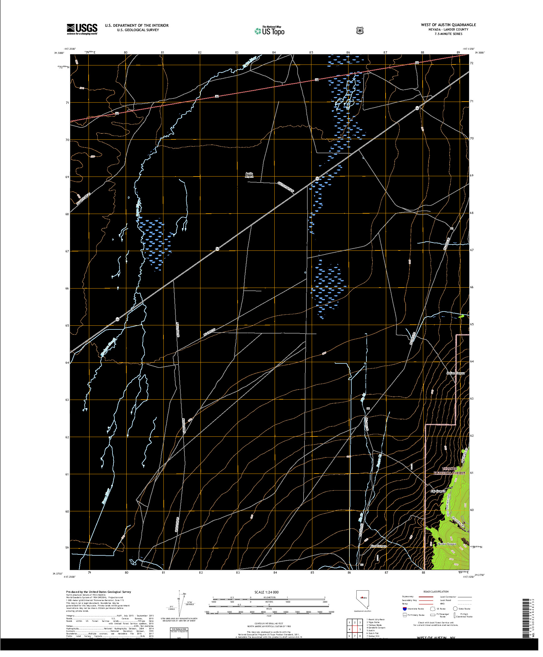 USGS US TOPO 7.5-MINUTE MAP FOR WEST OF AUSTIN, NV 2018